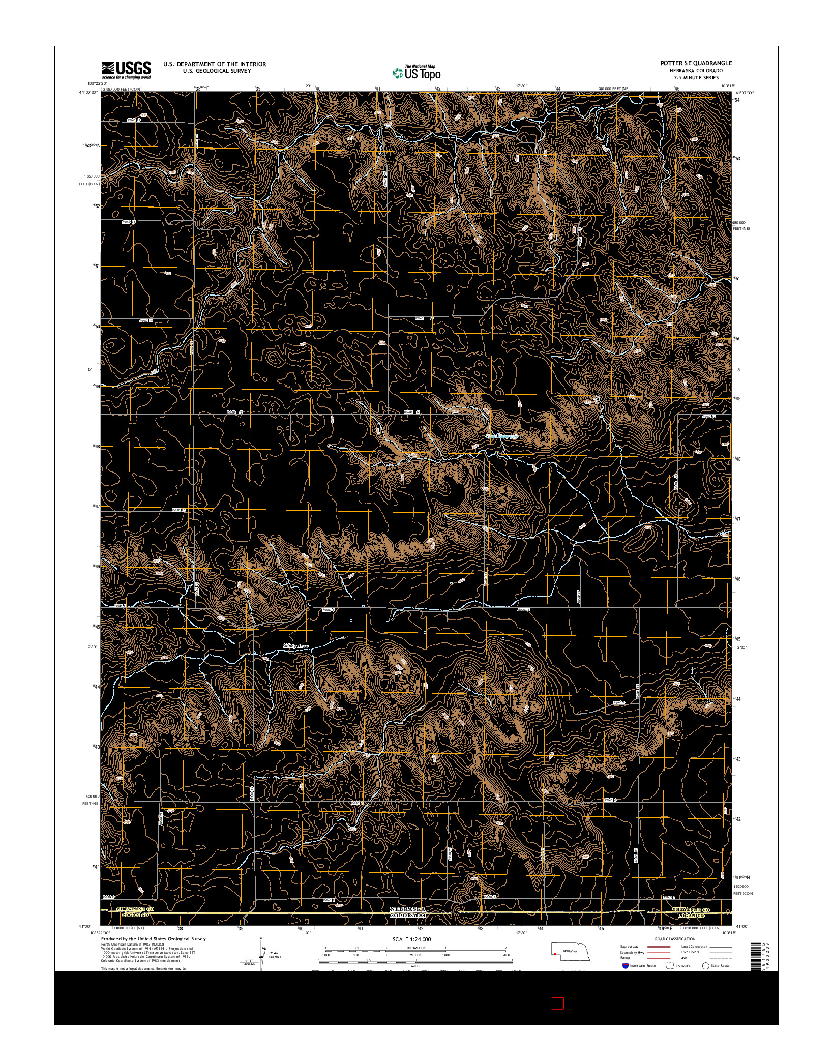 USGS US TOPO 7.5-MINUTE MAP FOR POTTER SE, NE-CO 2014