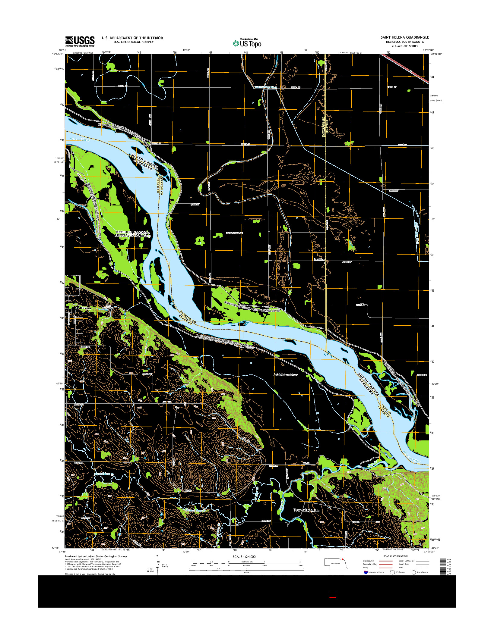 USGS US TOPO 7.5-MINUTE MAP FOR SAINT HELENA, NE-SD 2014