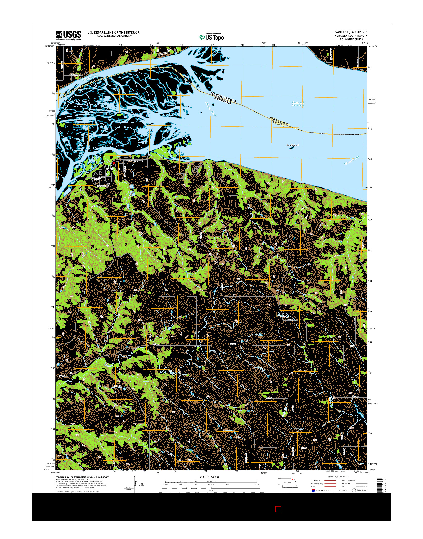USGS US TOPO 7.5-MINUTE MAP FOR SANTEE, NE-SD 2014