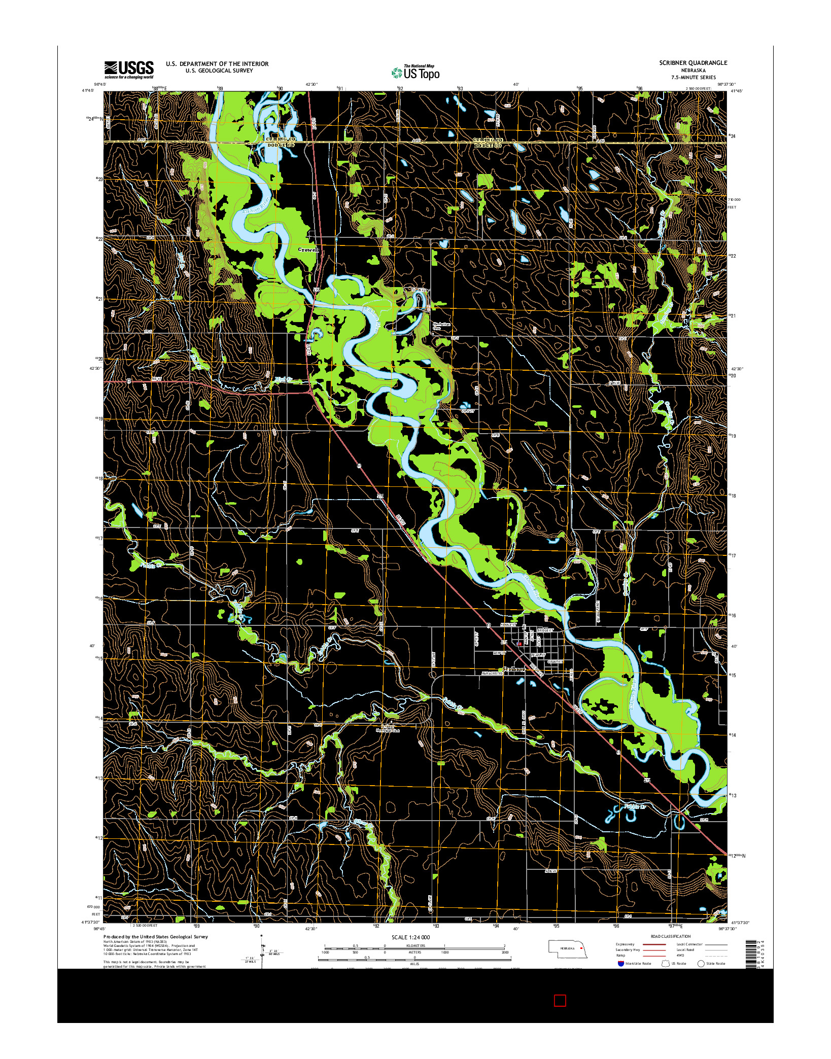 USGS US TOPO 7.5-MINUTE MAP FOR SCRIBNER, NE 2014