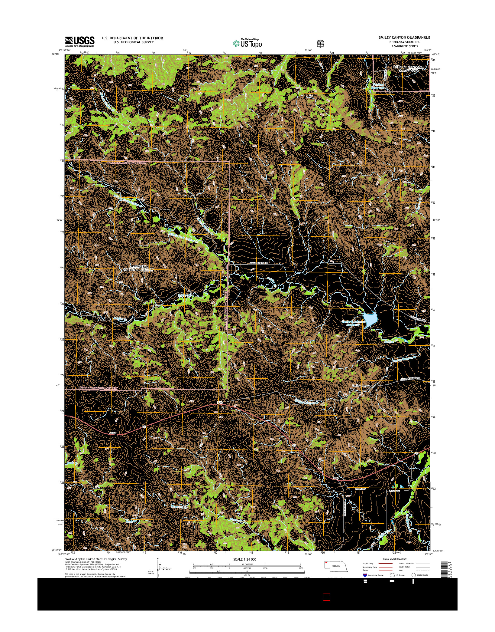USGS US TOPO 7.5-MINUTE MAP FOR SMILEY CANYON, NE 2014