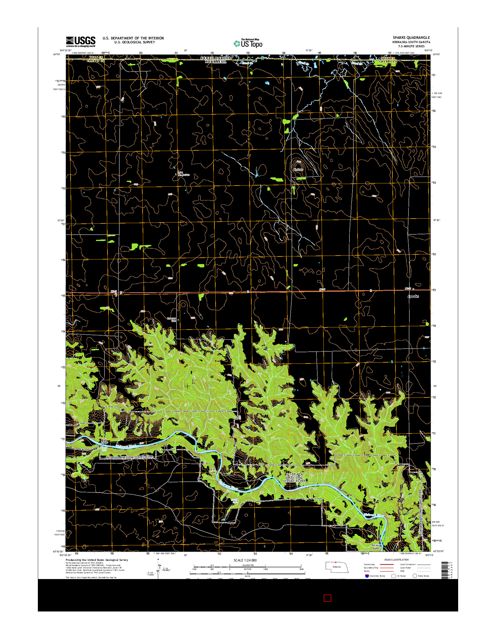 USGS US TOPO 7.5-MINUTE MAP FOR SPARKS, NE-SD 2014