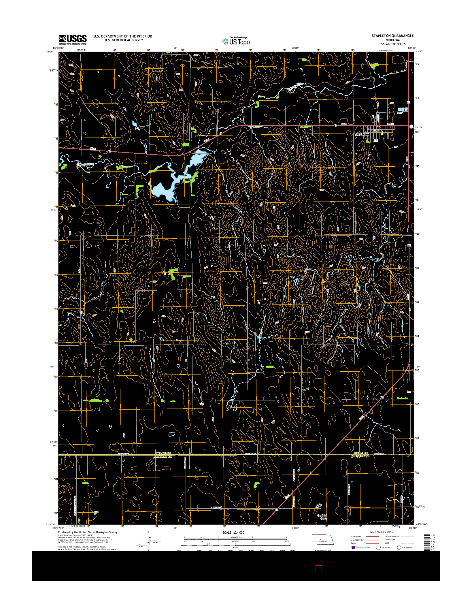 USGS US TOPO 7.5-MINUTE MAP FOR STAPLETON, NE 2014