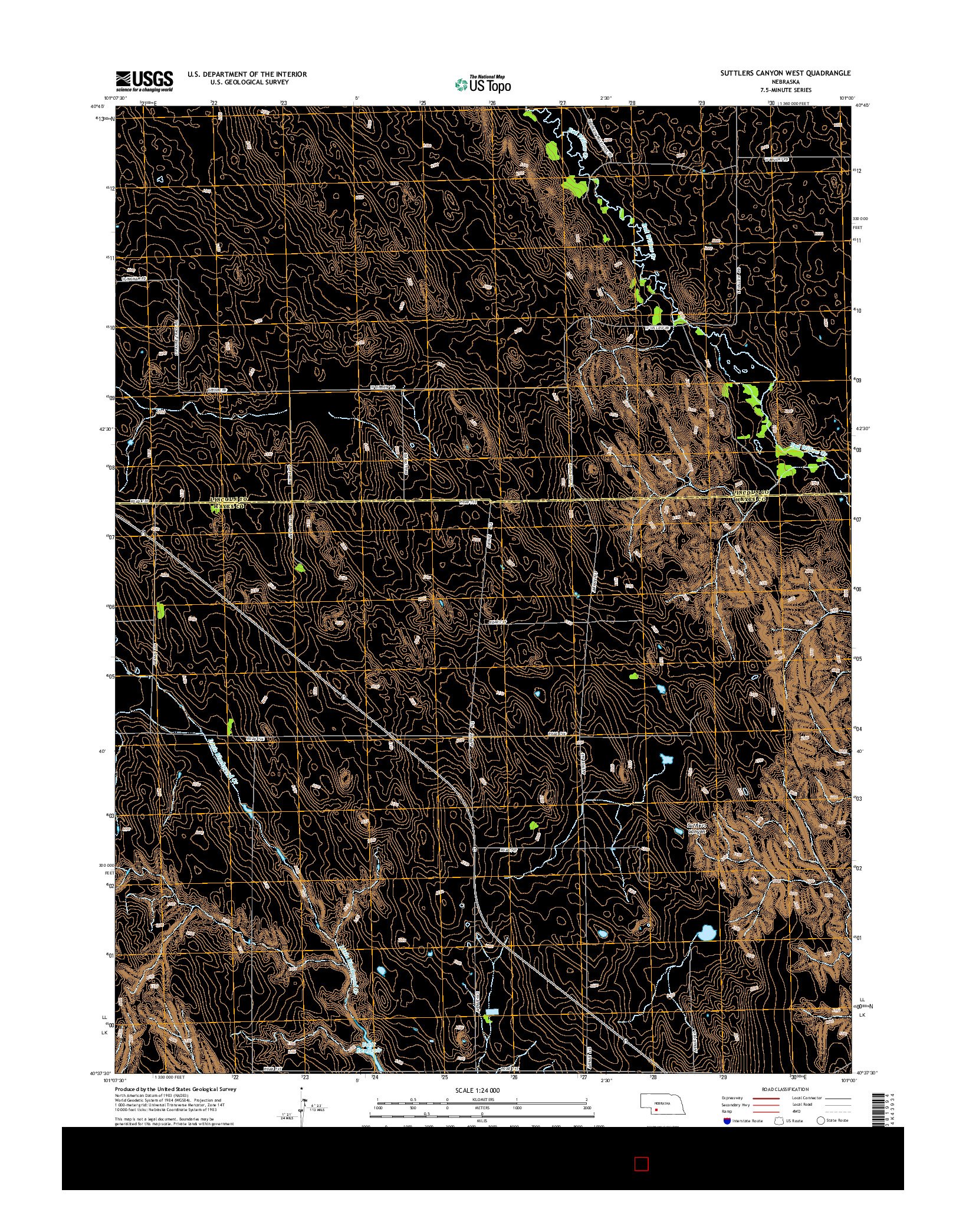 USGS US TOPO 7.5-MINUTE MAP FOR SUTTLERS CANYON WEST, NE 2014