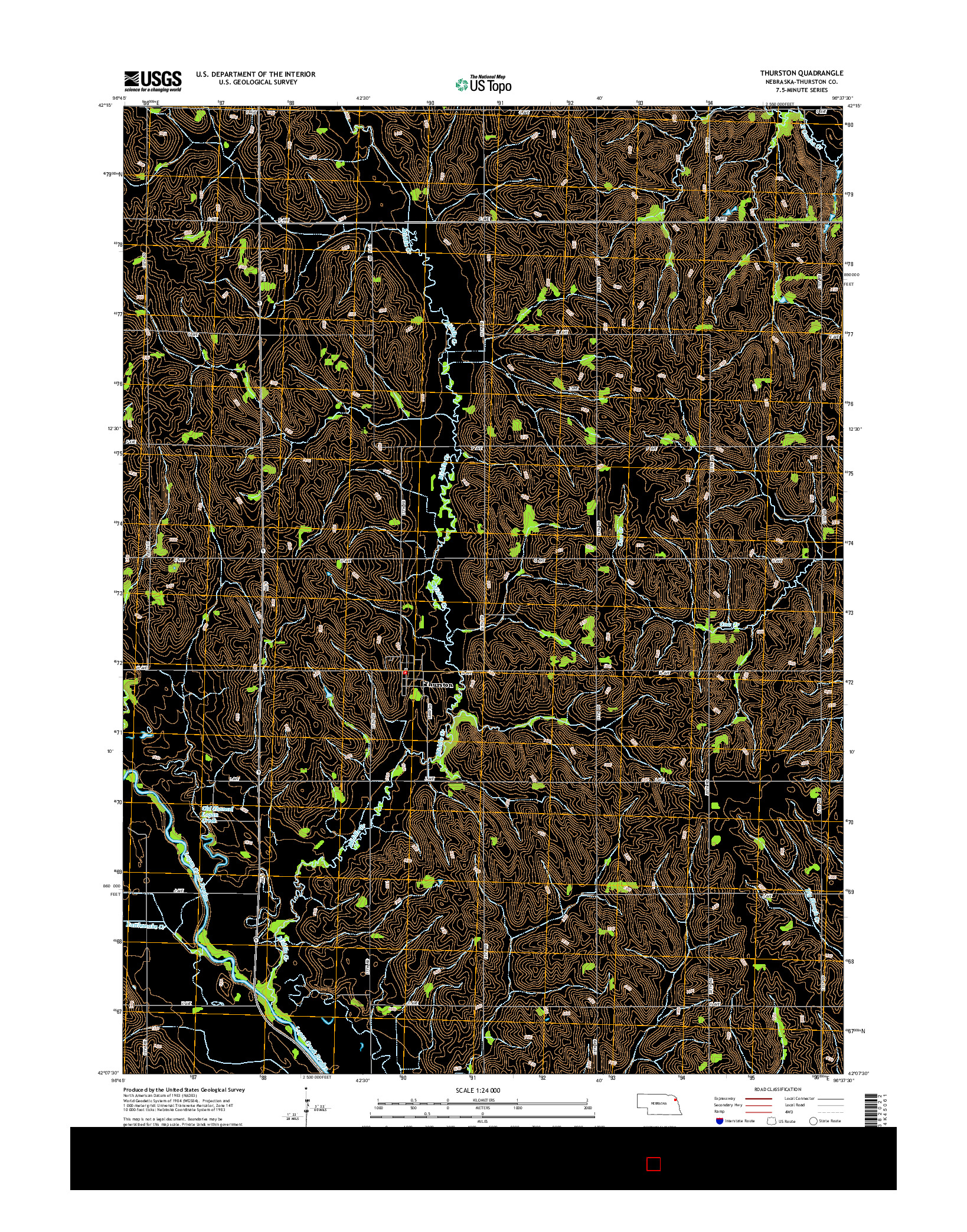 USGS US TOPO 7.5-MINUTE MAP FOR THURSTON, NE 2014