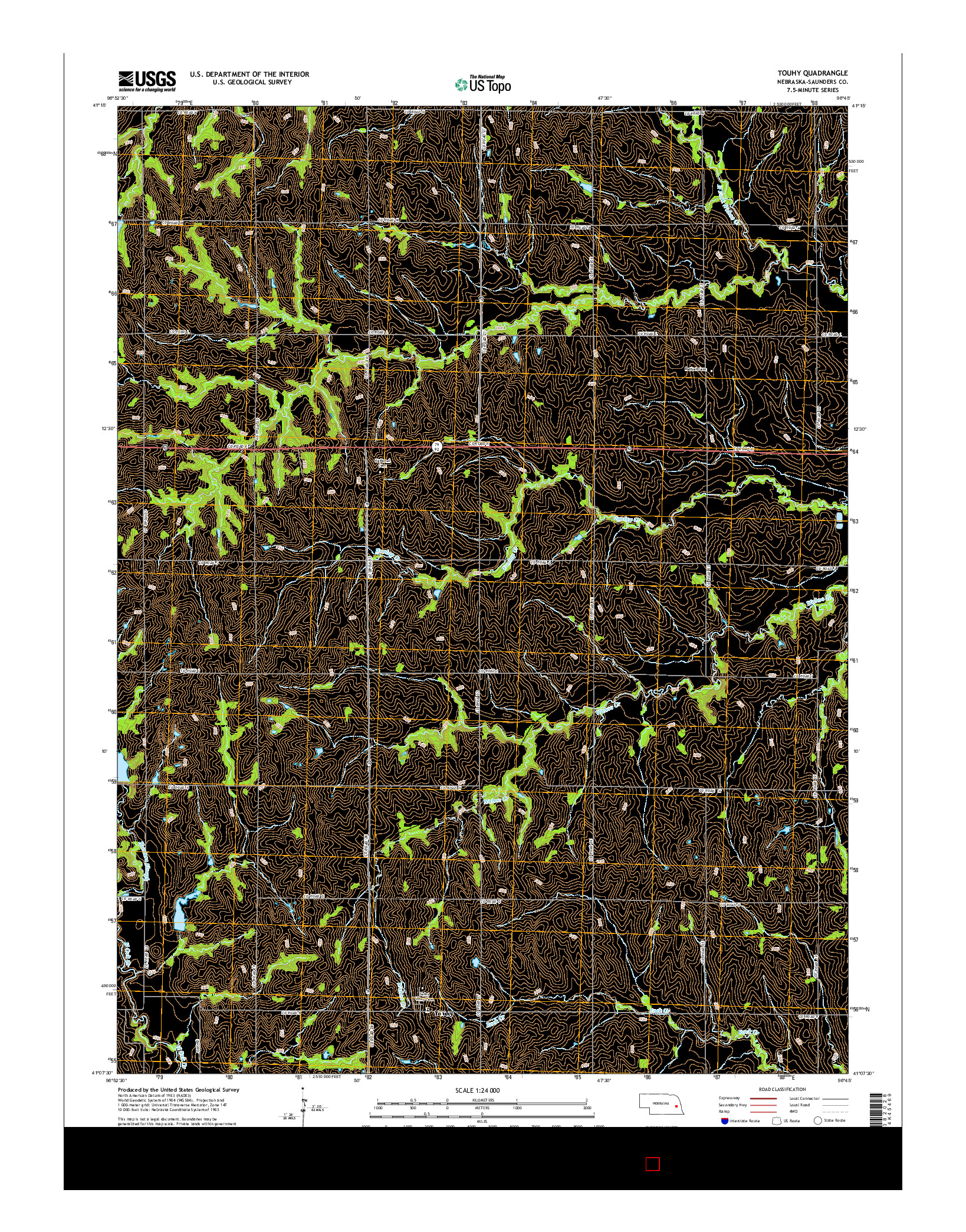 USGS US TOPO 7.5-MINUTE MAP FOR TOUHY, NE 2014