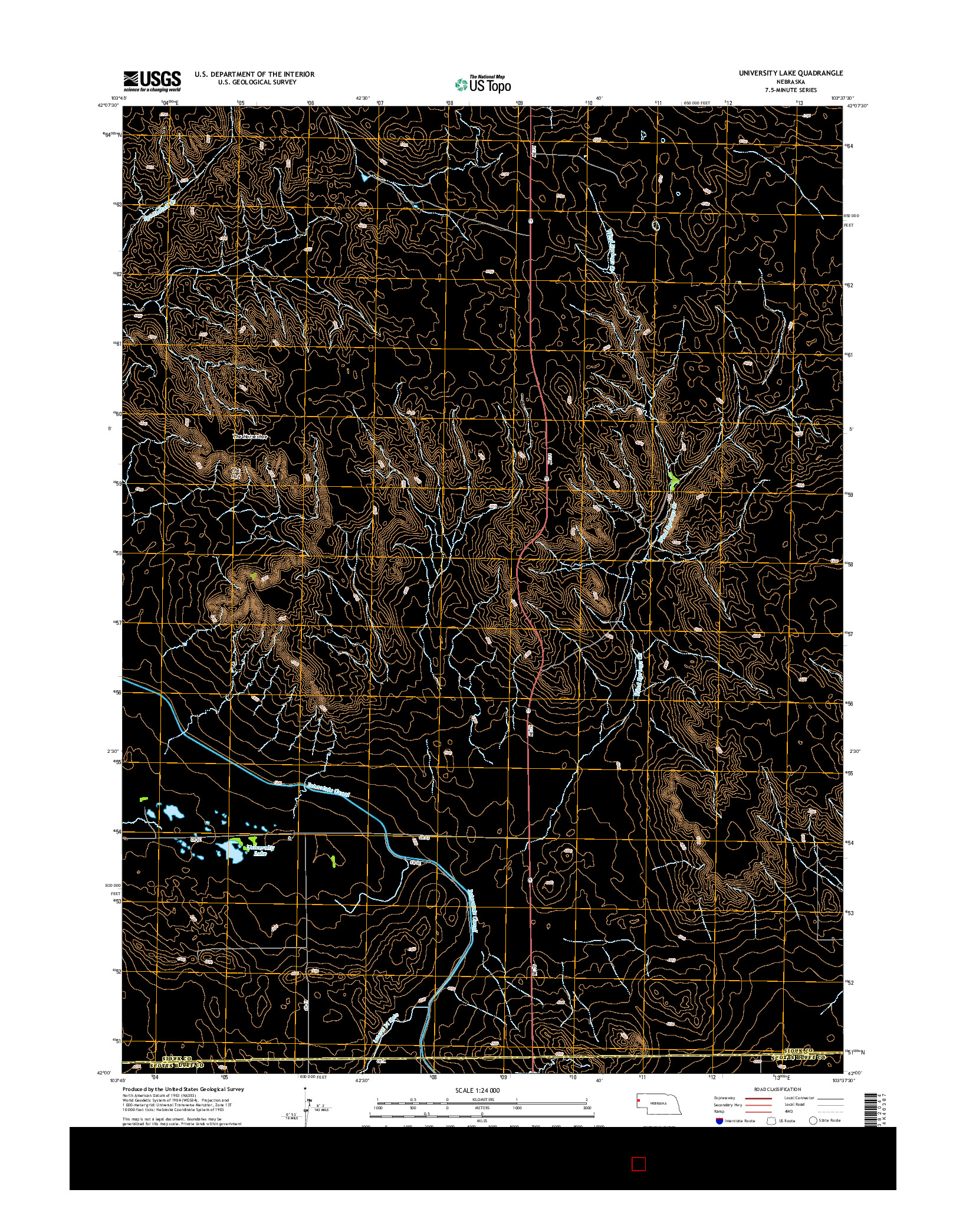 USGS US TOPO 7.5-MINUTE MAP FOR UNIVERSITY LAKE, NE 2014
