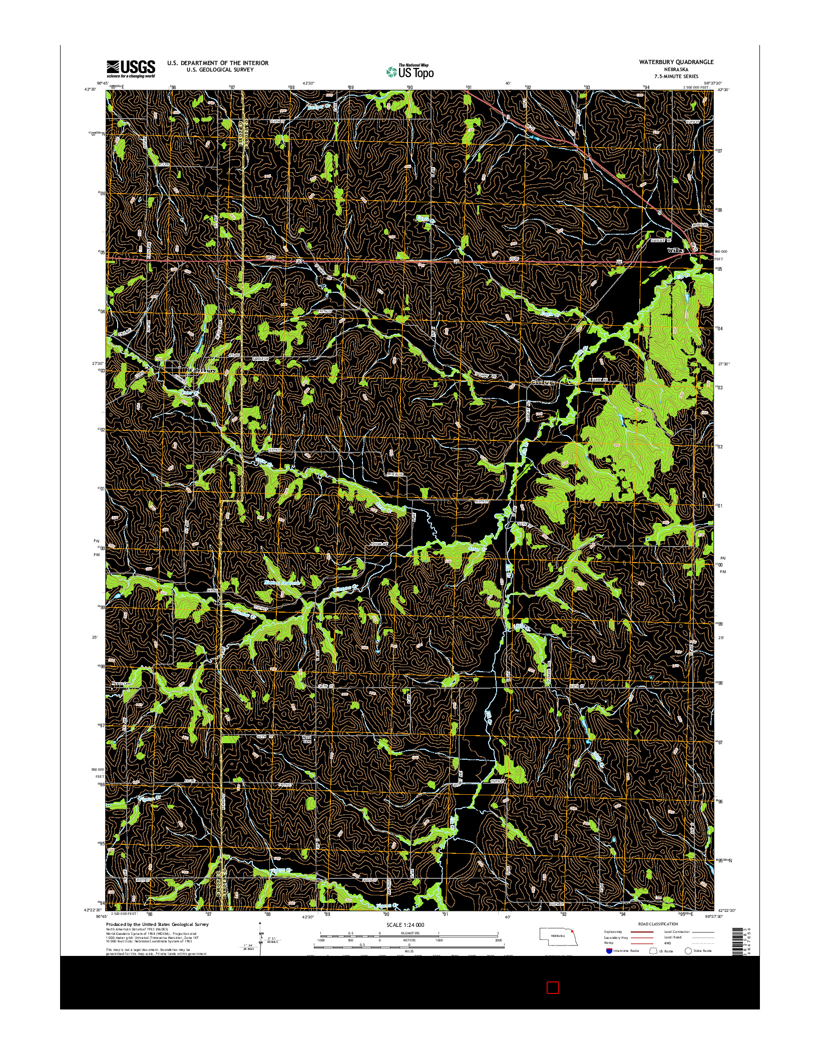 USGS US TOPO 7.5-MINUTE MAP FOR WATERBURY, NE 2014