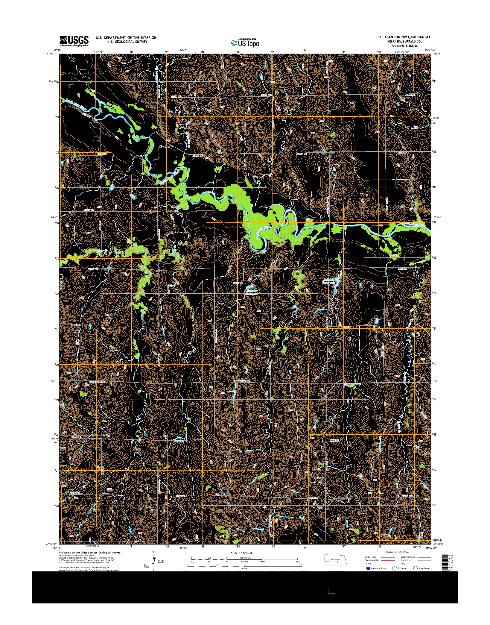 USGS US TOPO 7.5-MINUTE MAP FOR PLEASANTON NW, NE 2014