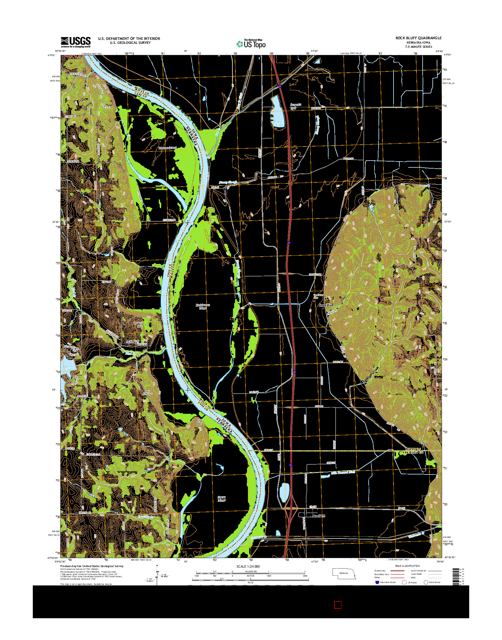 USGS US TOPO 7.5-MINUTE MAP FOR ROCK BLUFF, NE-IA 2014