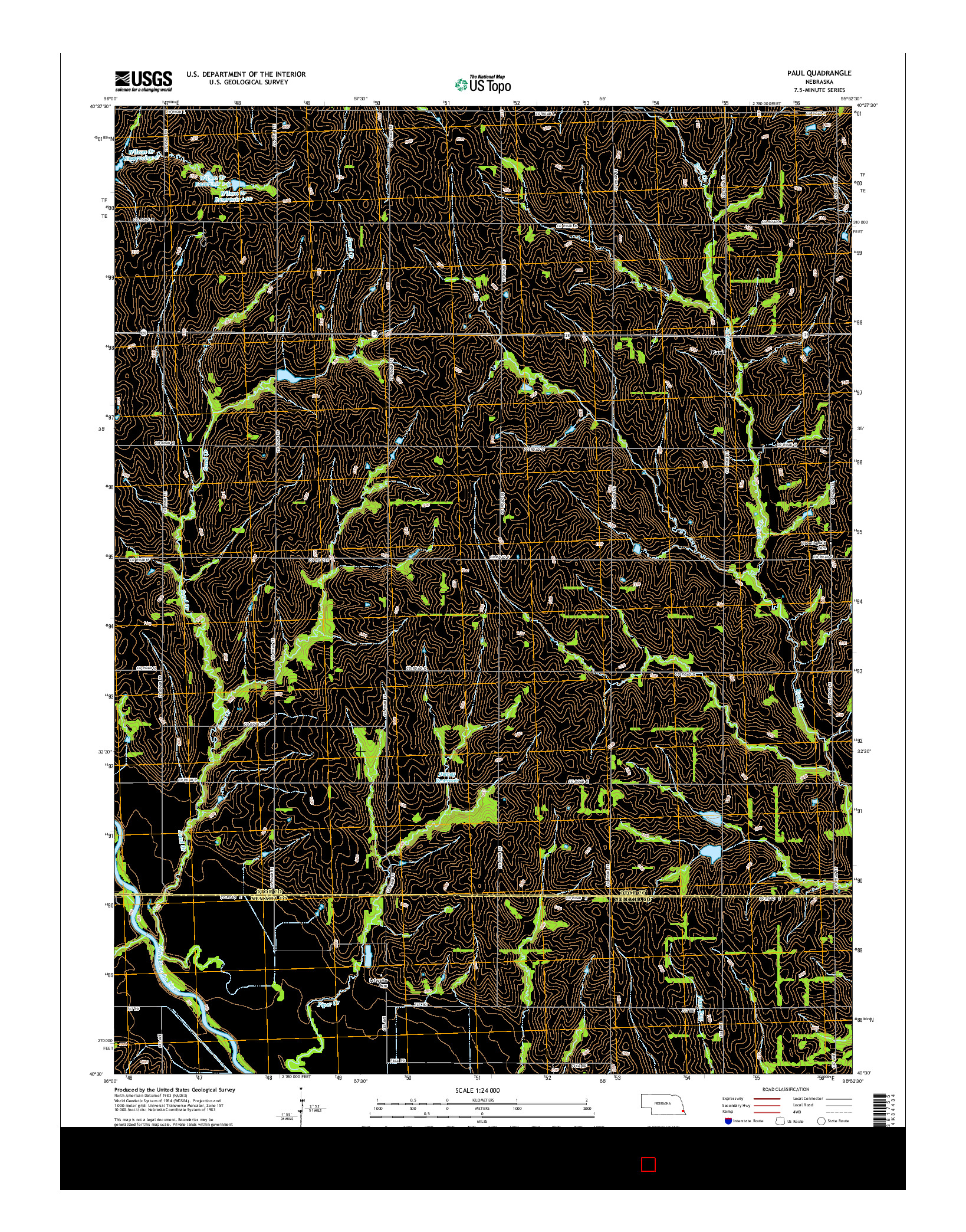 USGS US TOPO 7.5-MINUTE MAP FOR PAUL, NE 2014