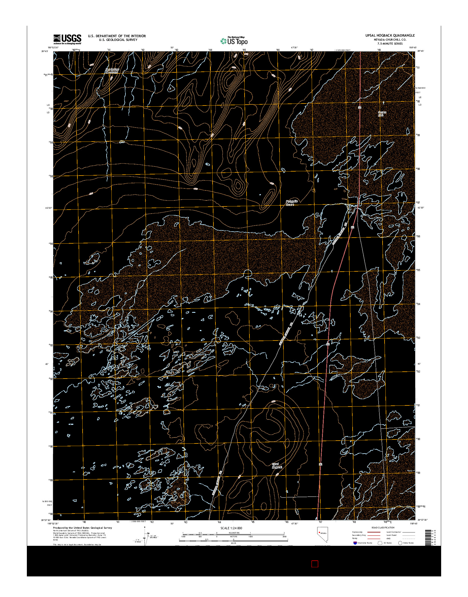 USGS US TOPO 7.5-MINUTE MAP FOR UPSAL HOGBACK, NV 2014