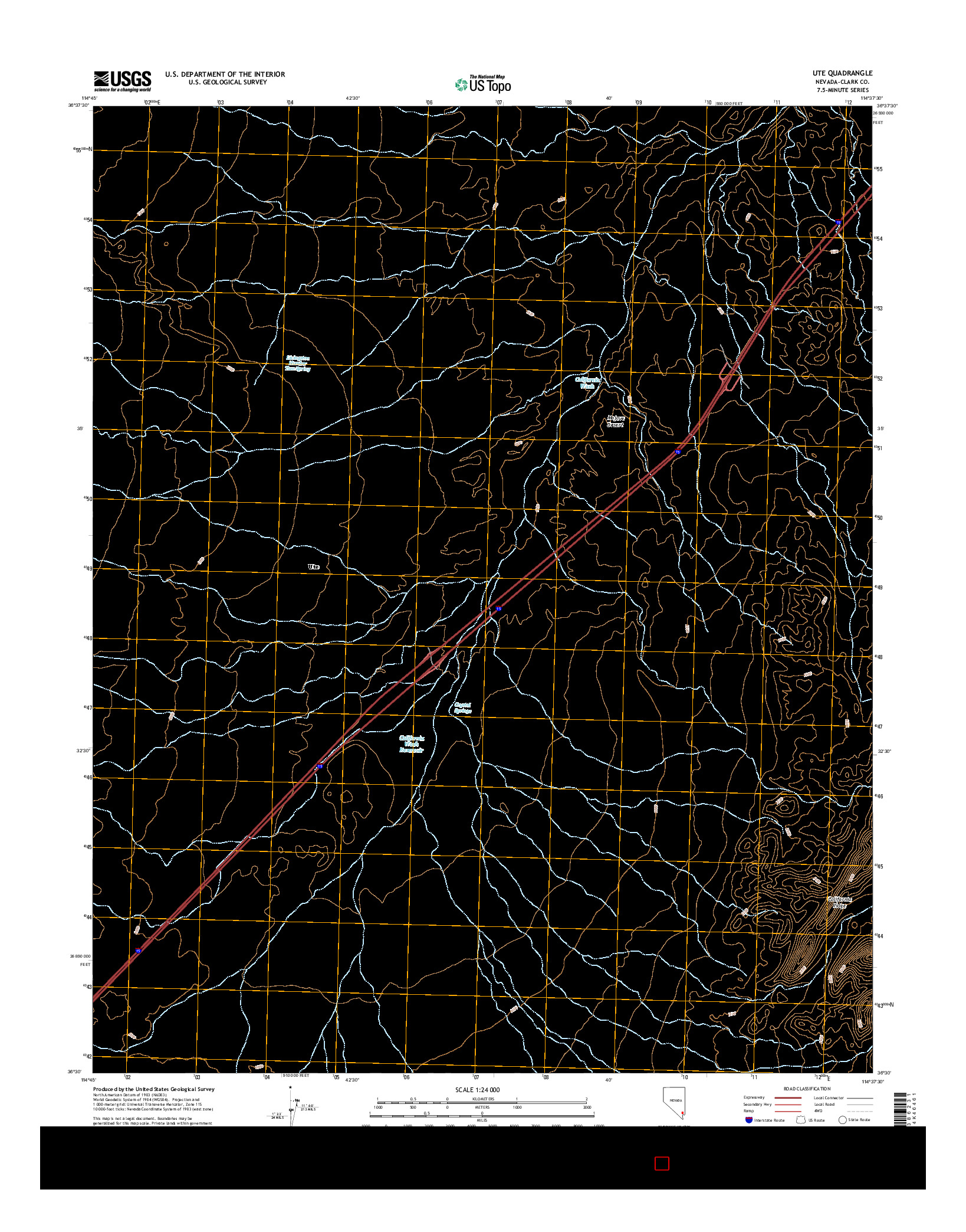 USGS US TOPO 7.5-MINUTE MAP FOR UTE, NV 2014