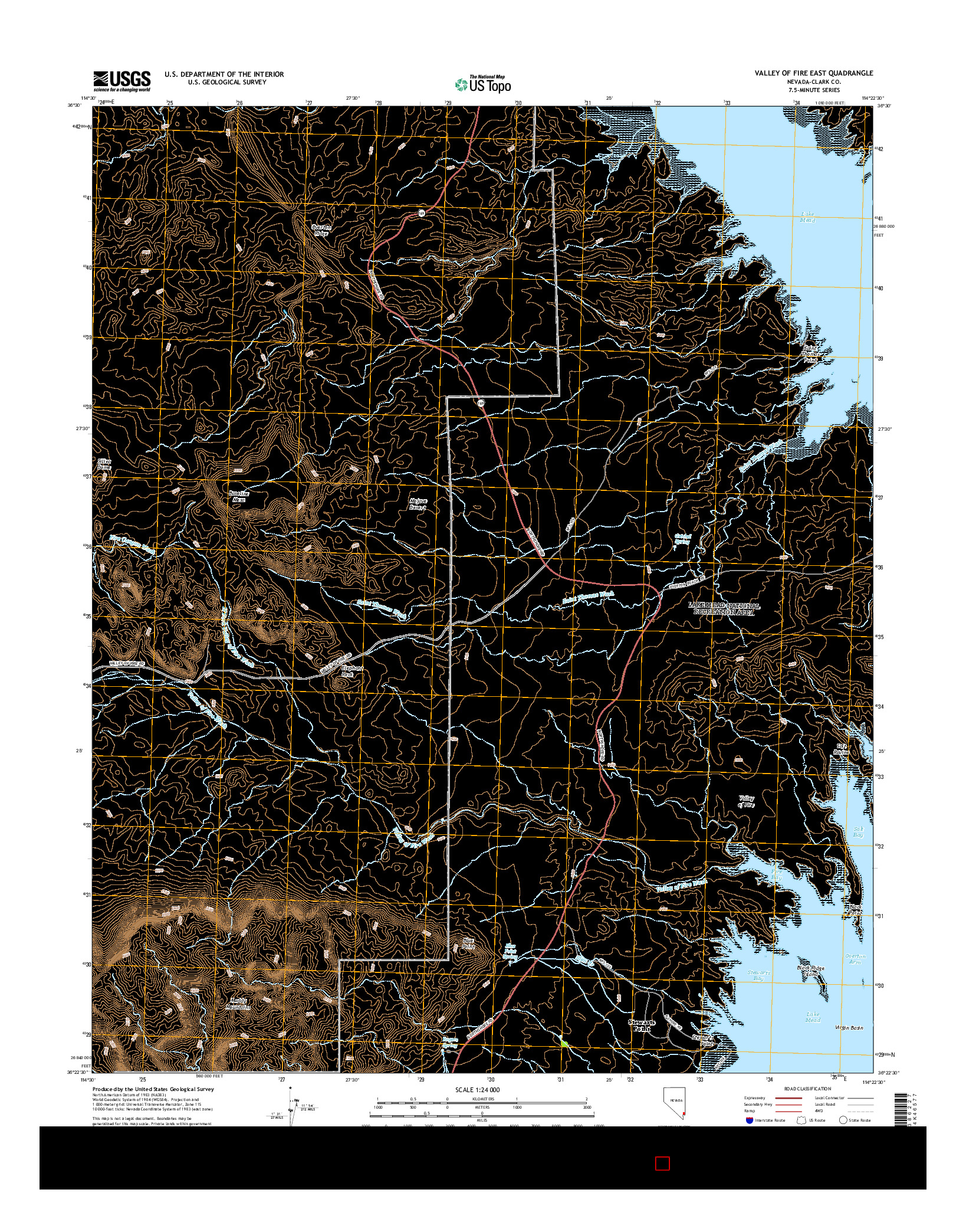 USGS US TOPO 7.5-MINUTE MAP FOR VALLEY OF FIRE EAST, NV 2014