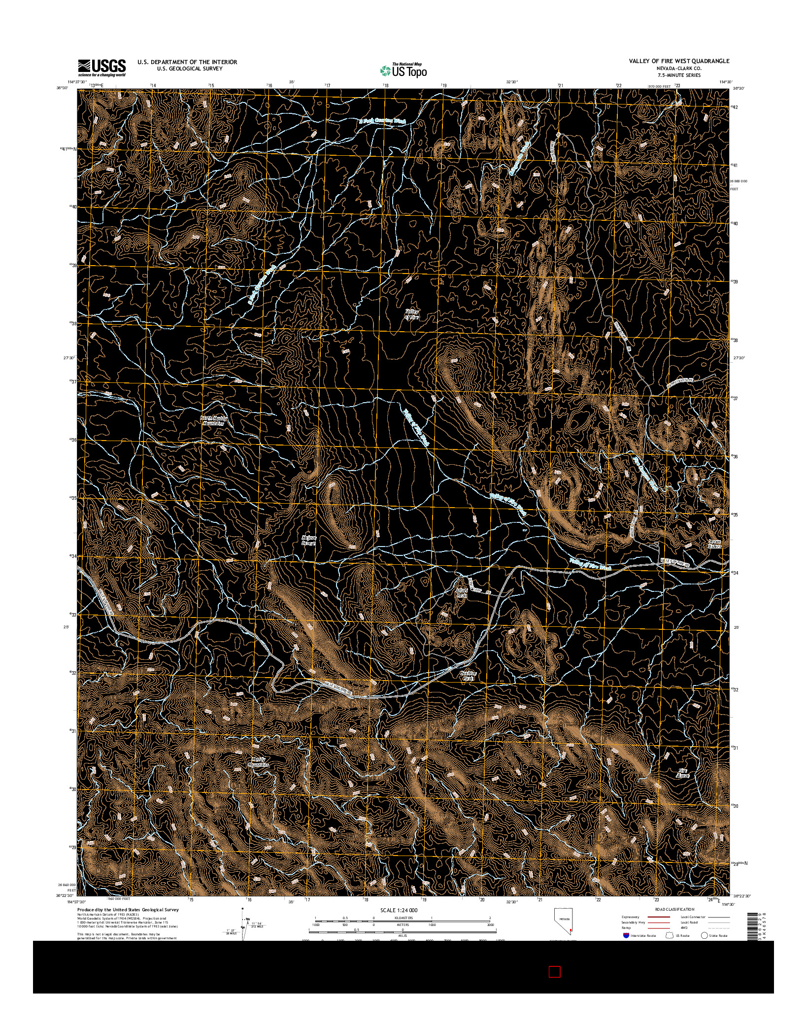 USGS US TOPO 7.5-MINUTE MAP FOR VALLEY OF FIRE WEST, NV 2014