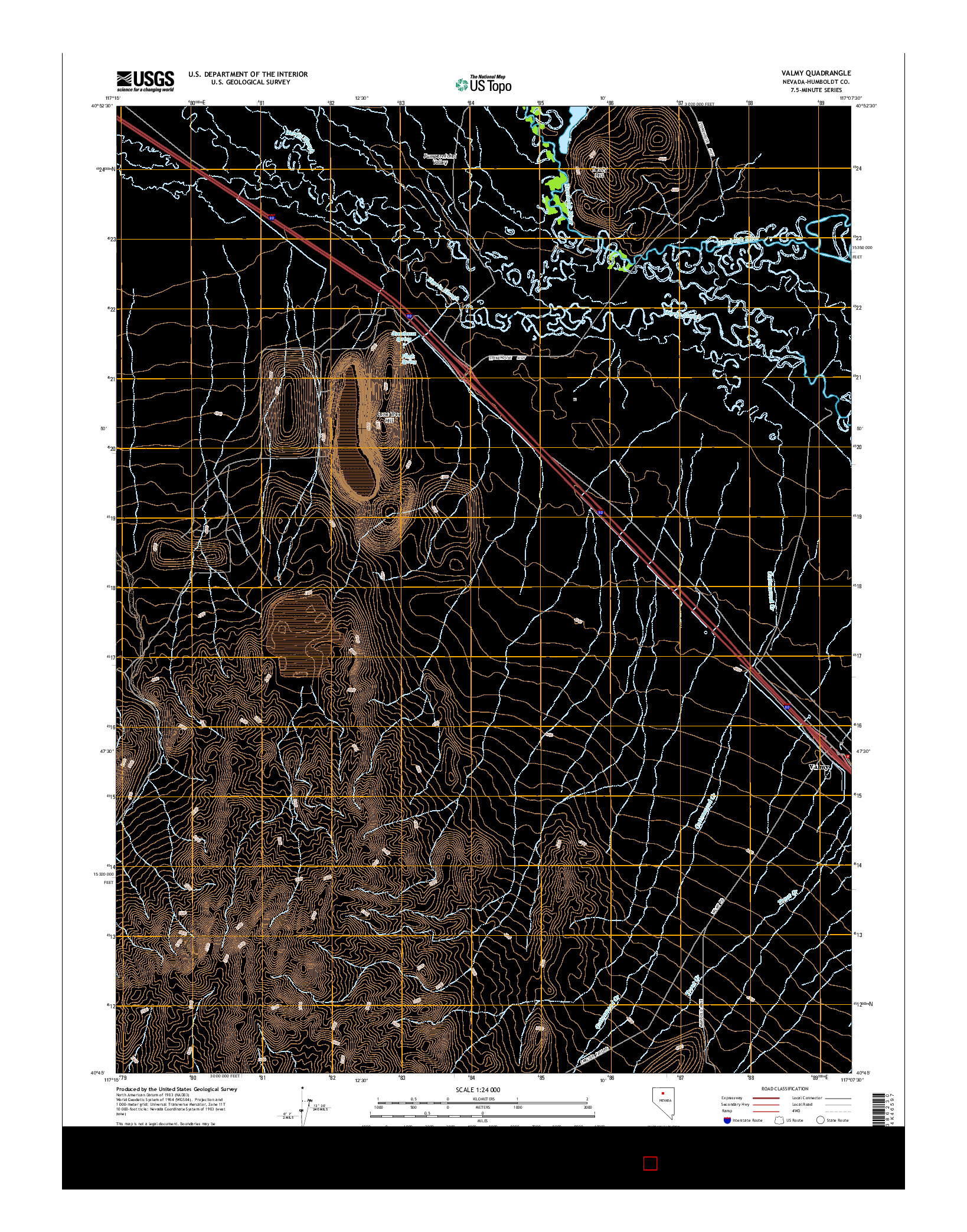 USGS US TOPO 7.5-MINUTE MAP FOR VALMY, NV 2014