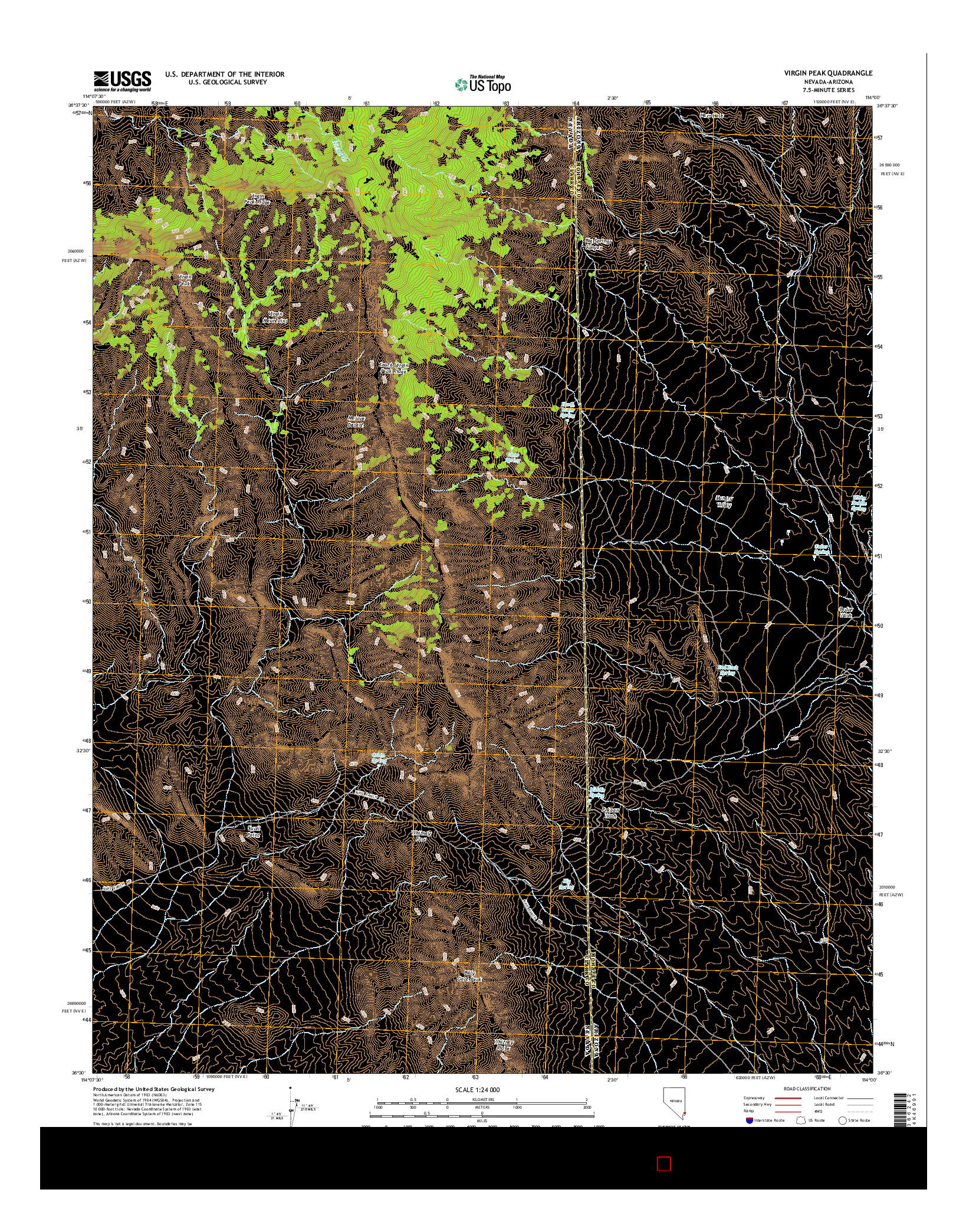 USGS US TOPO 7.5-MINUTE MAP FOR VIRGIN PEAK, NV-AZ 2014