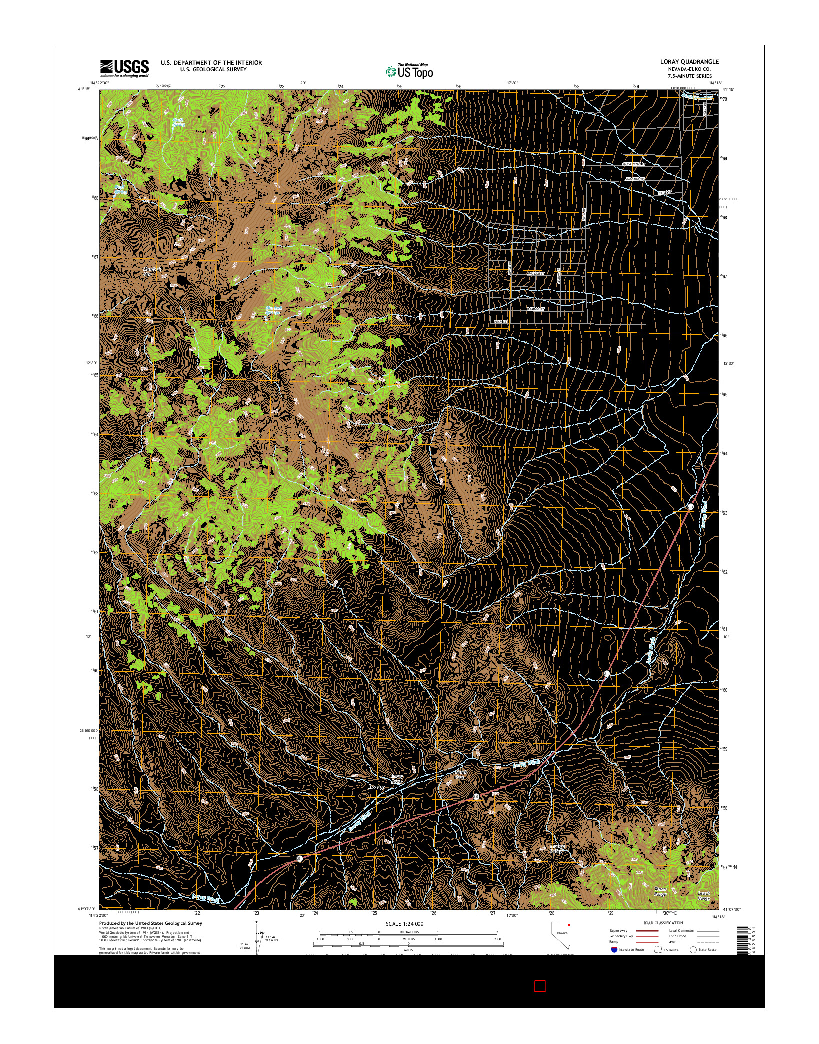 USGS US TOPO 7.5-MINUTE MAP FOR LORAY, NV 2014