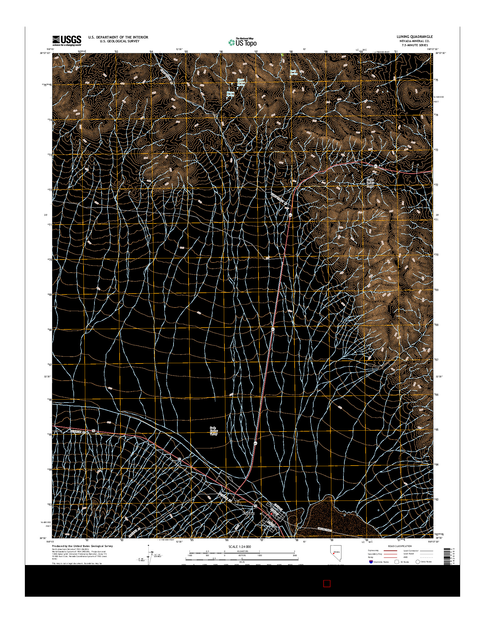 USGS US TOPO 7.5-MINUTE MAP FOR LUNING, NV 2014