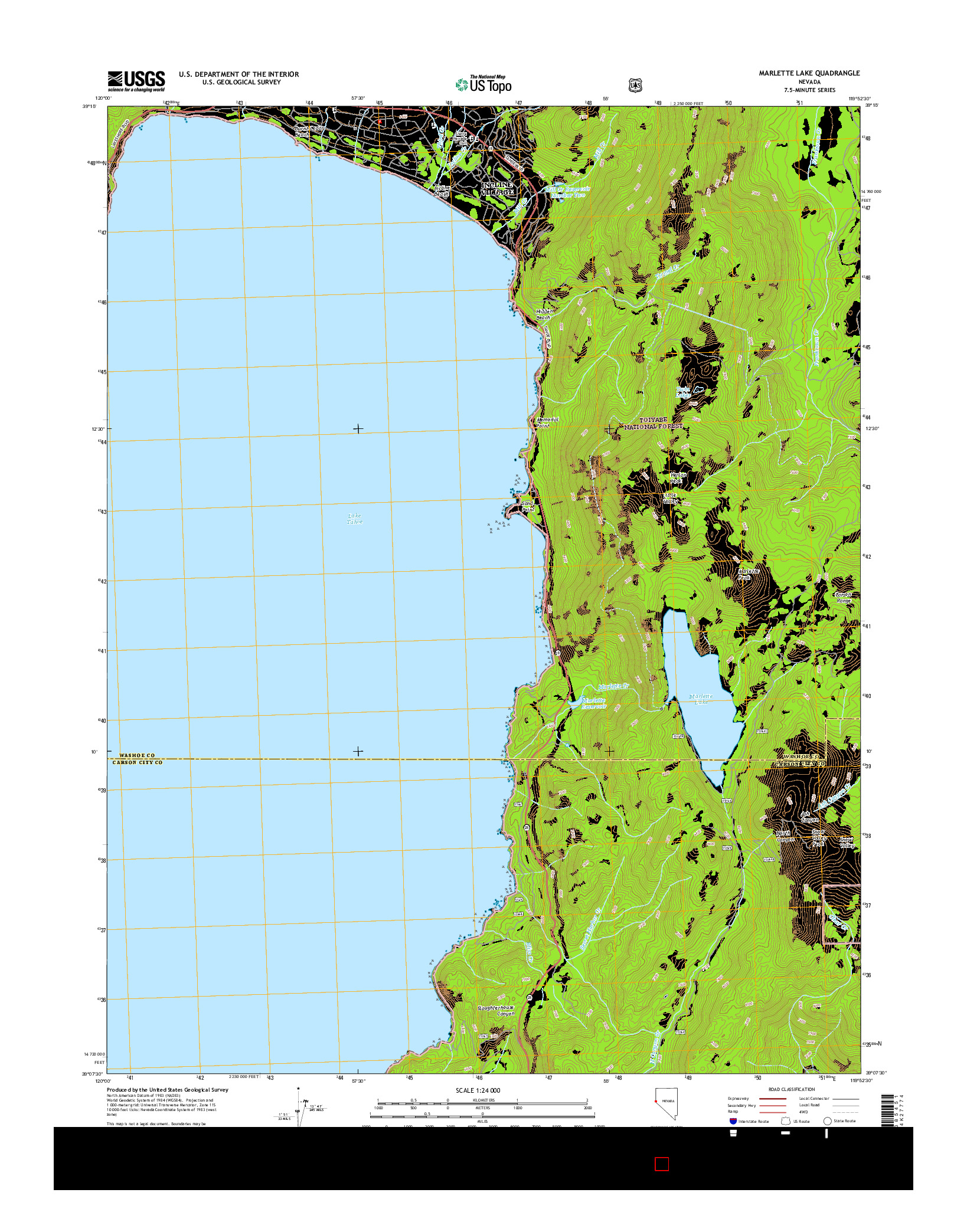 USGS US TOPO 7.5-MINUTE MAP FOR MARLETTE LAKE, NV 2014