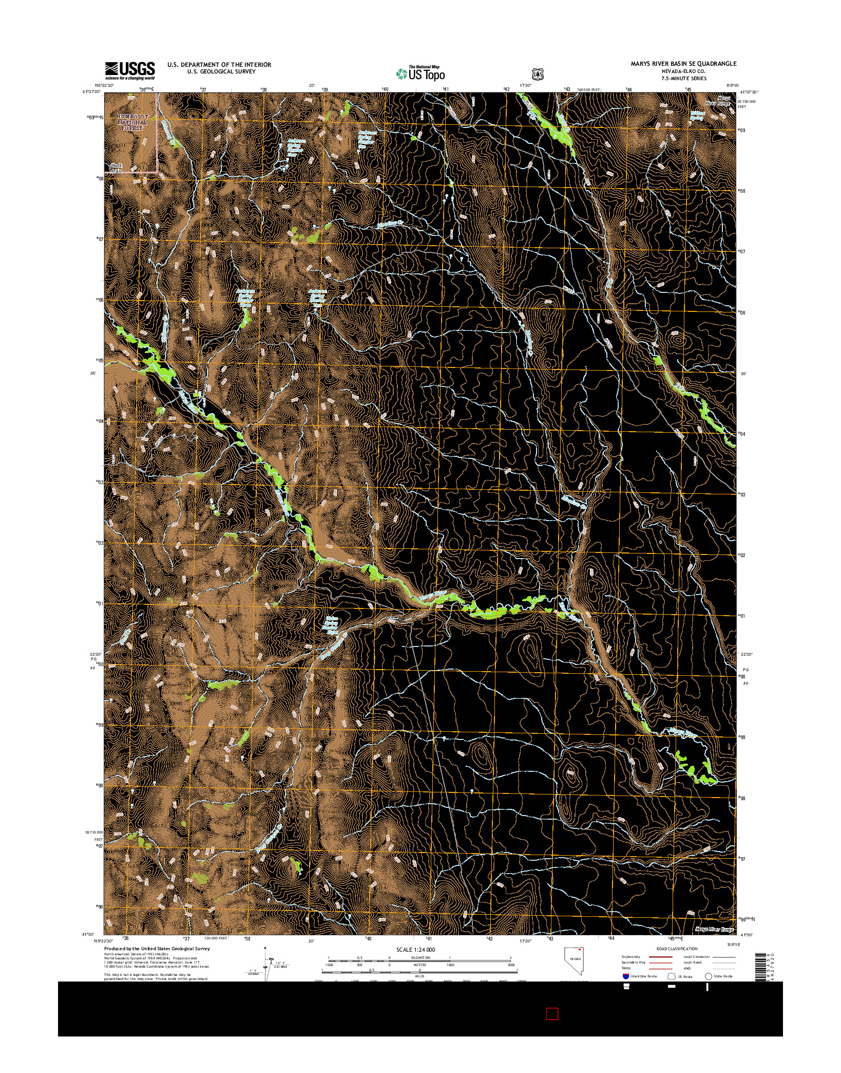 USGS US TOPO 7.5-MINUTE MAP FOR MARYS RIVER BASIN SE, NV 2014