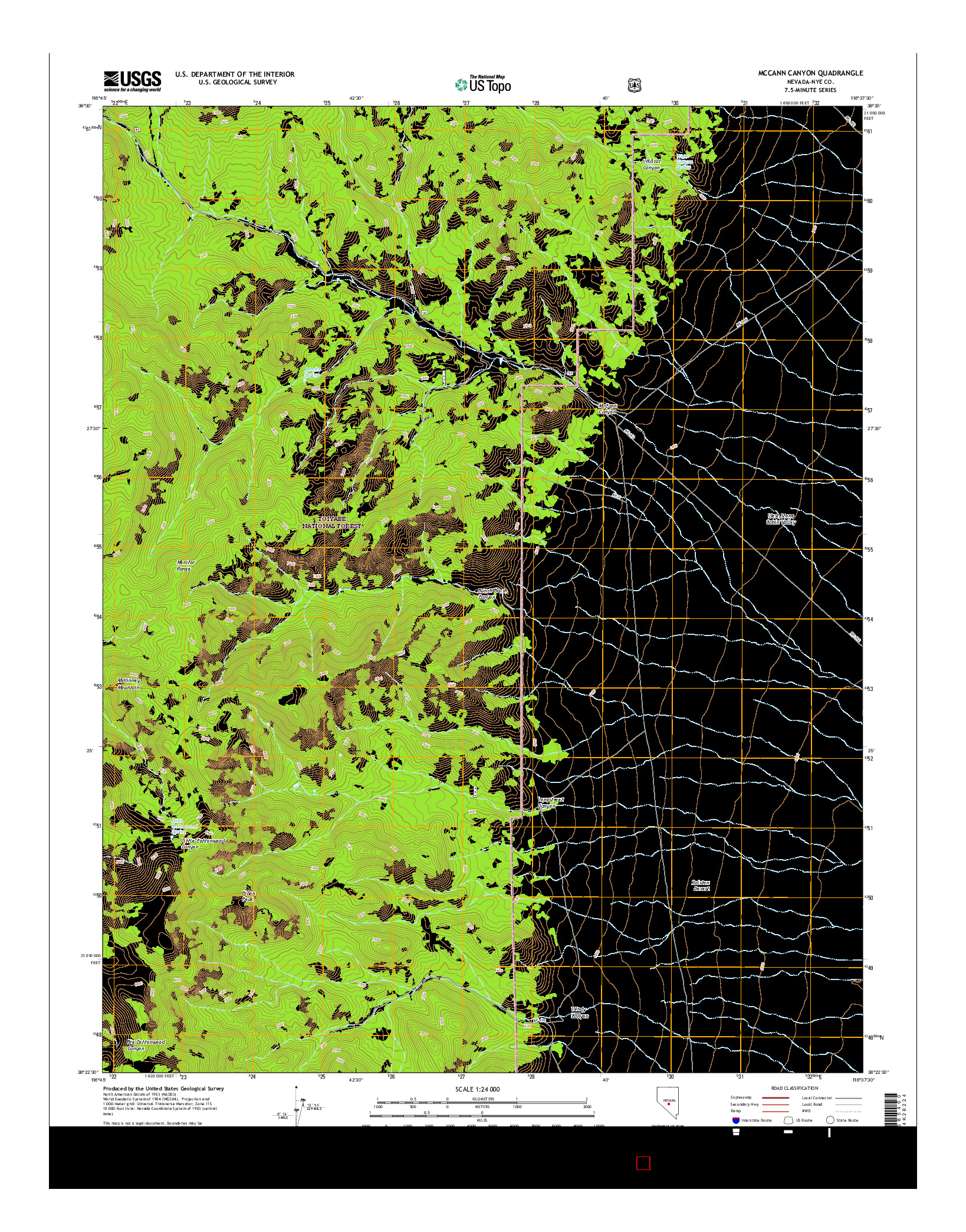 USGS US TOPO 7.5-MINUTE MAP FOR MCCANN CANYON, NV 2014