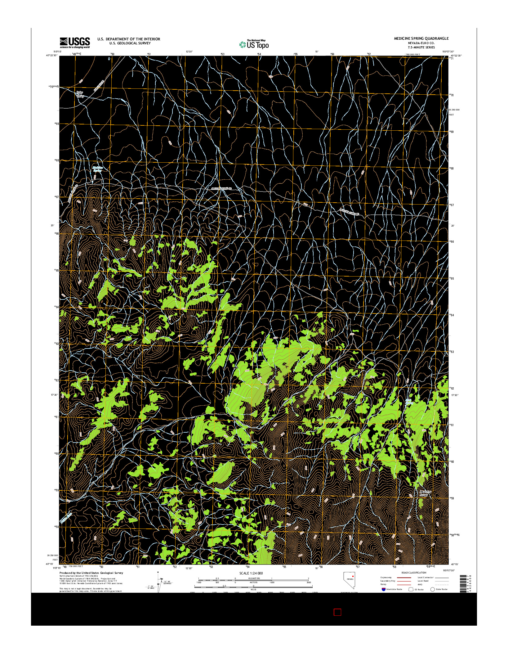USGS US TOPO 7.5-MINUTE MAP FOR MEDICINE SPRING, NV 2014