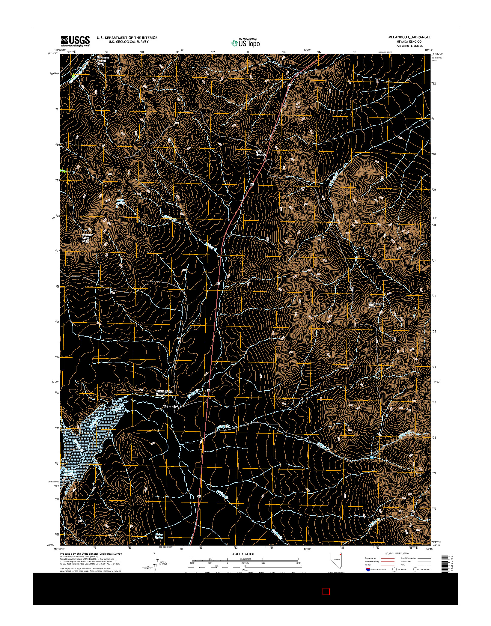 USGS US TOPO 7.5-MINUTE MAP FOR MELANDCO, NV 2014