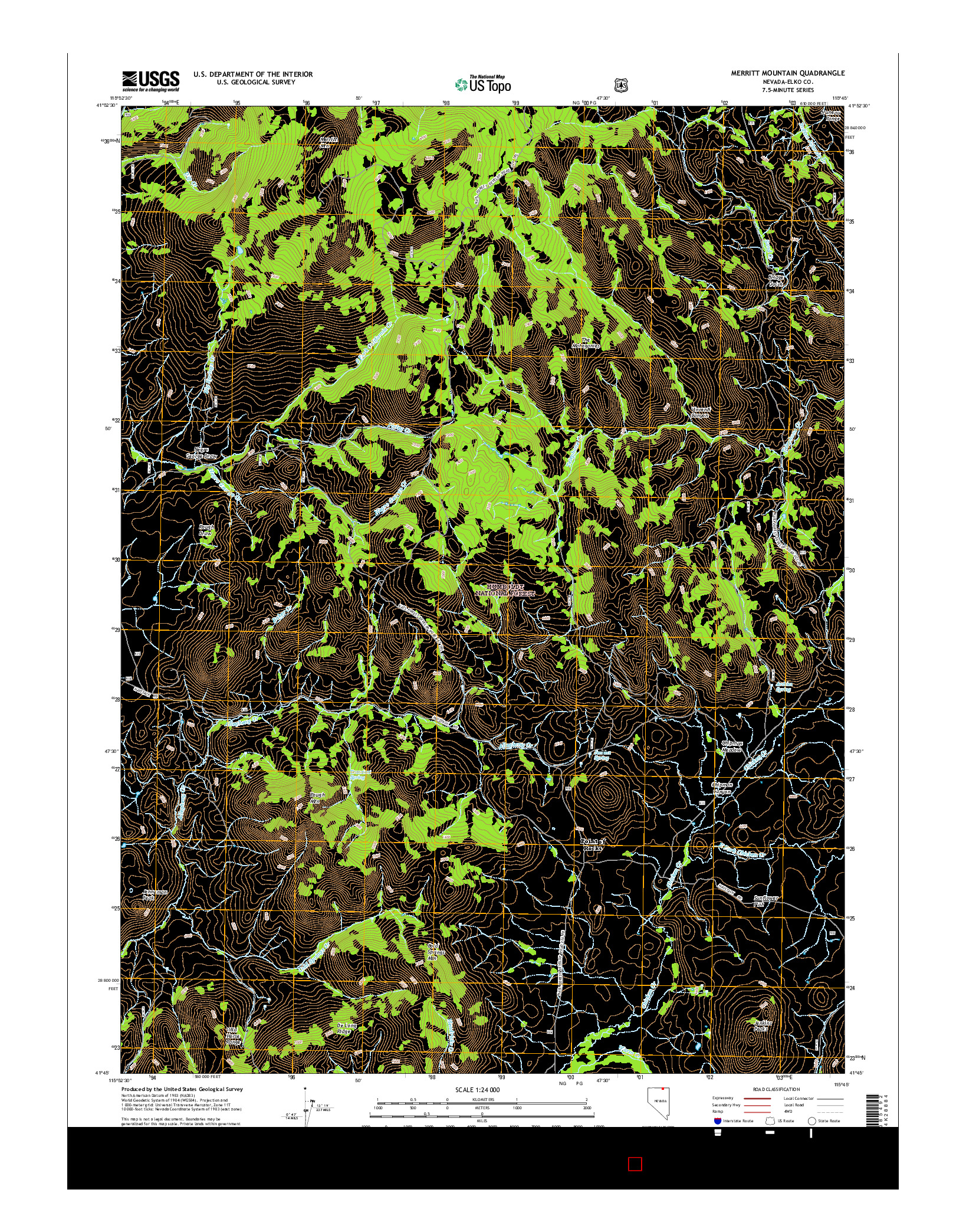 USGS US TOPO 7.5-MINUTE MAP FOR MERRITT MOUNTAIN, NV 2014