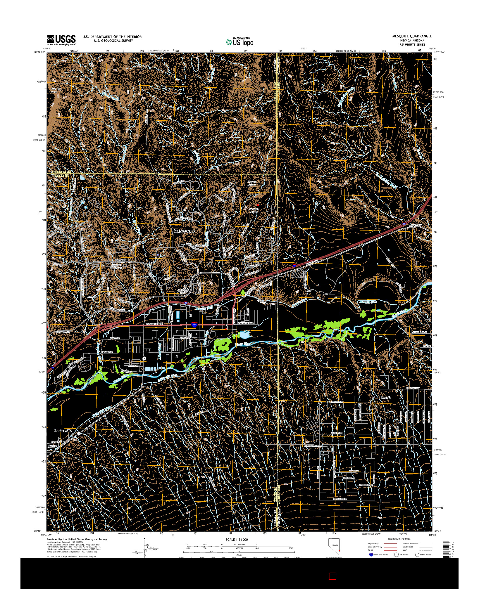 USGS US TOPO 7.5-MINUTE MAP FOR MESQUITE, NV-AZ 2014