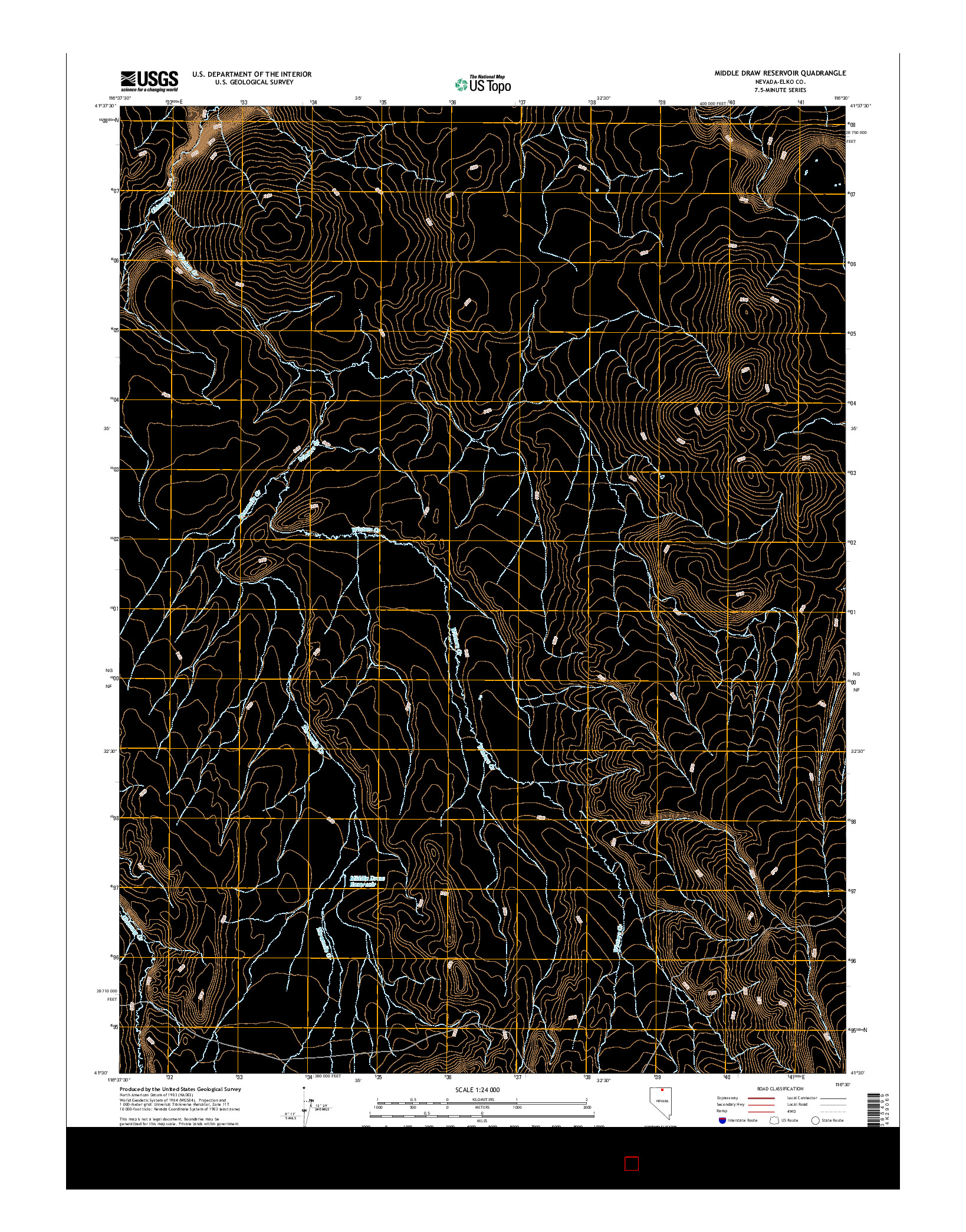 USGS US TOPO 7.5-MINUTE MAP FOR MIDDLE DRAW RESERVOIR, NV 2014