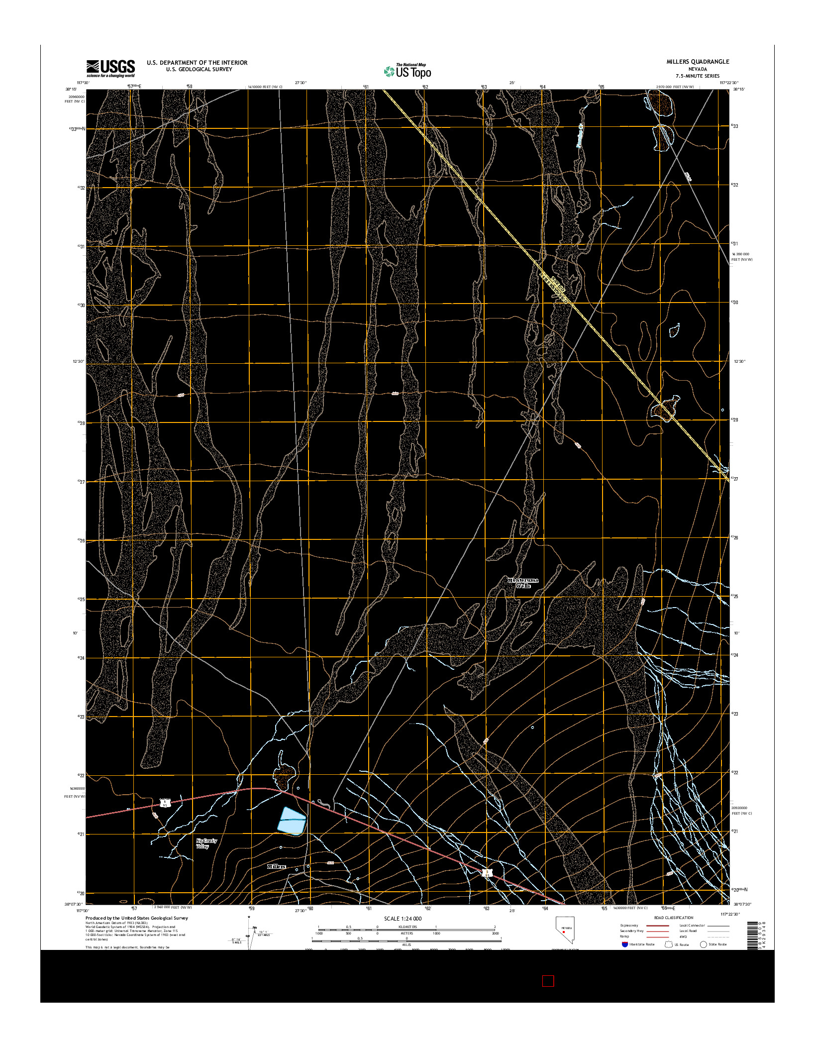 USGS US TOPO 7.5-MINUTE MAP FOR MILLERS, NV 2014