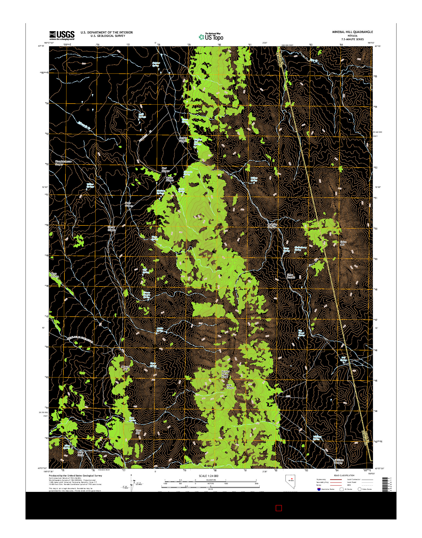 USGS US TOPO 7.5-MINUTE MAP FOR MINERAL HILL, NV 2014