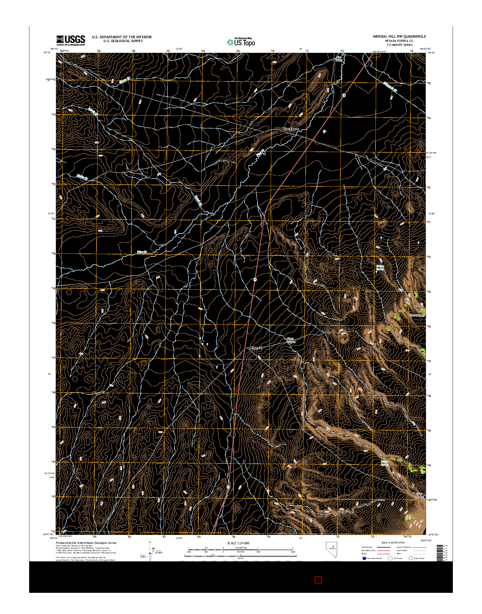 USGS US TOPO 7.5-MINUTE MAP FOR MINERAL HILL NW, NV 2014