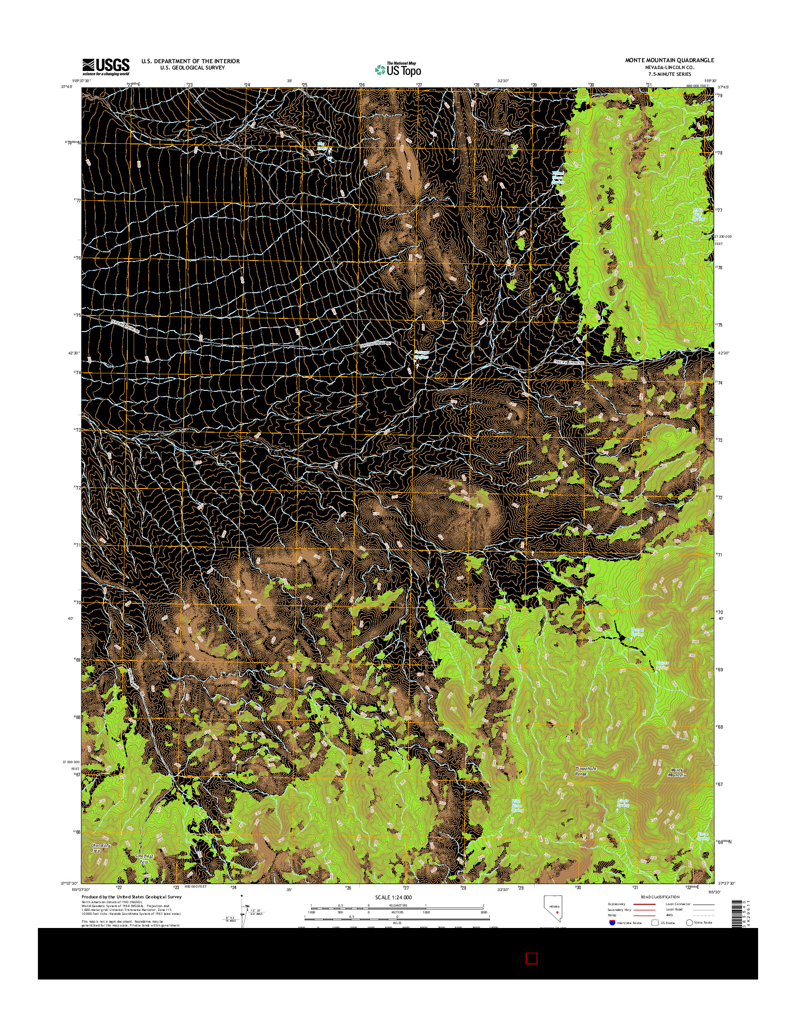 USGS US TOPO 7.5-MINUTE MAP FOR MONTE MOUNTAIN, NV 2014