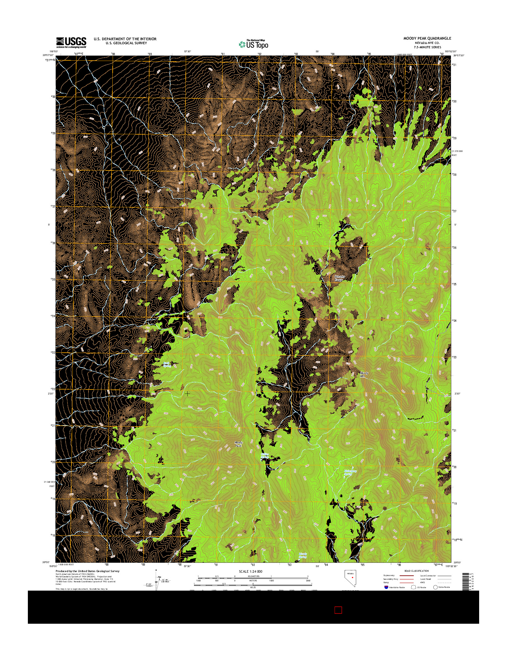 USGS US TOPO 7.5-MINUTE MAP FOR MOODY PEAK, NV 2014