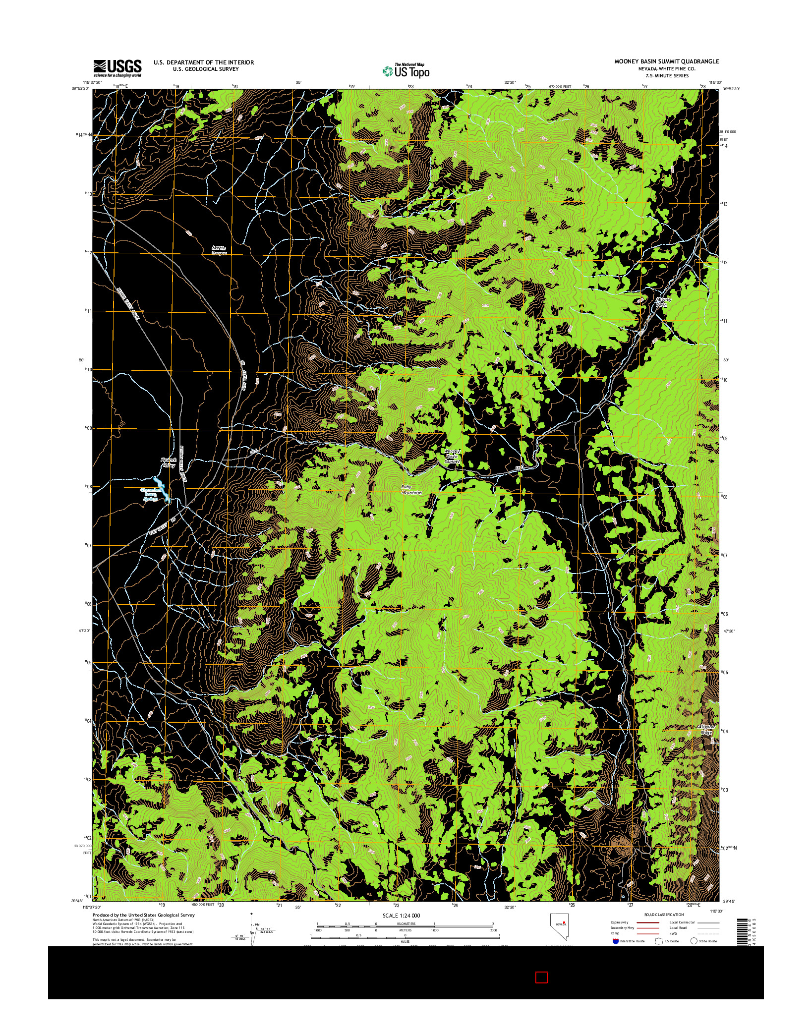 USGS US TOPO 7.5-MINUTE MAP FOR MOONEY BASIN SUMMIT, NV 2014