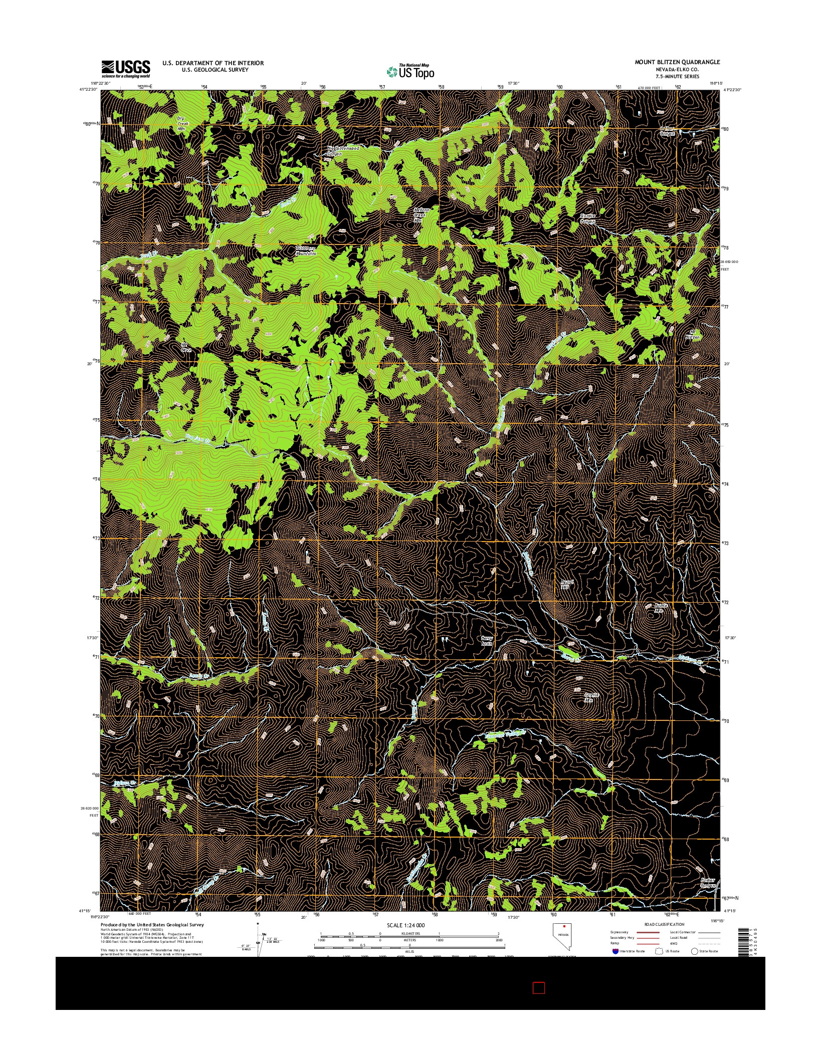 USGS US TOPO 7.5-MINUTE MAP FOR MOUNT BLITZEN, NV 2014