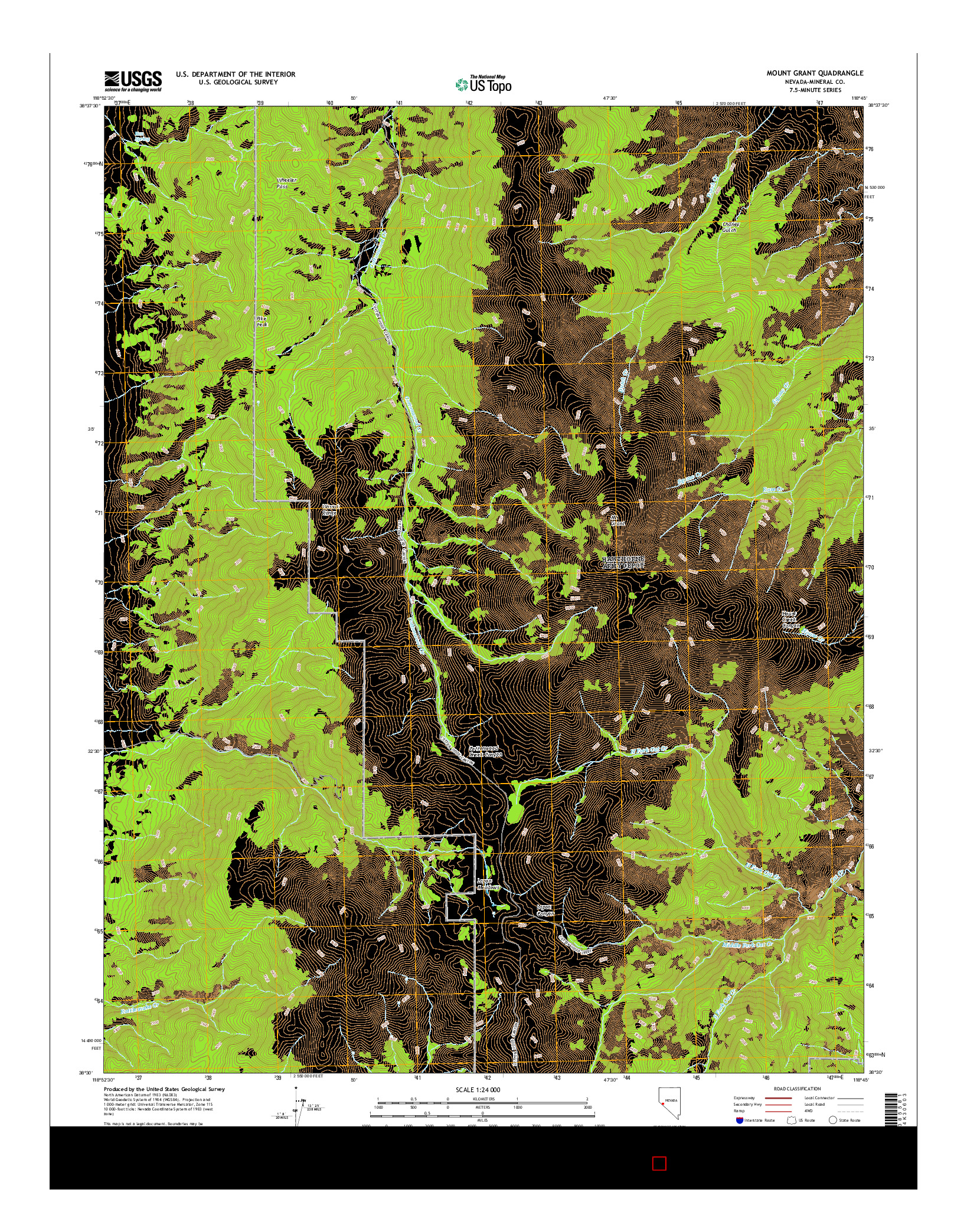 USGS US TOPO 7.5-MINUTE MAP FOR MOUNT GRANT, NV 2014