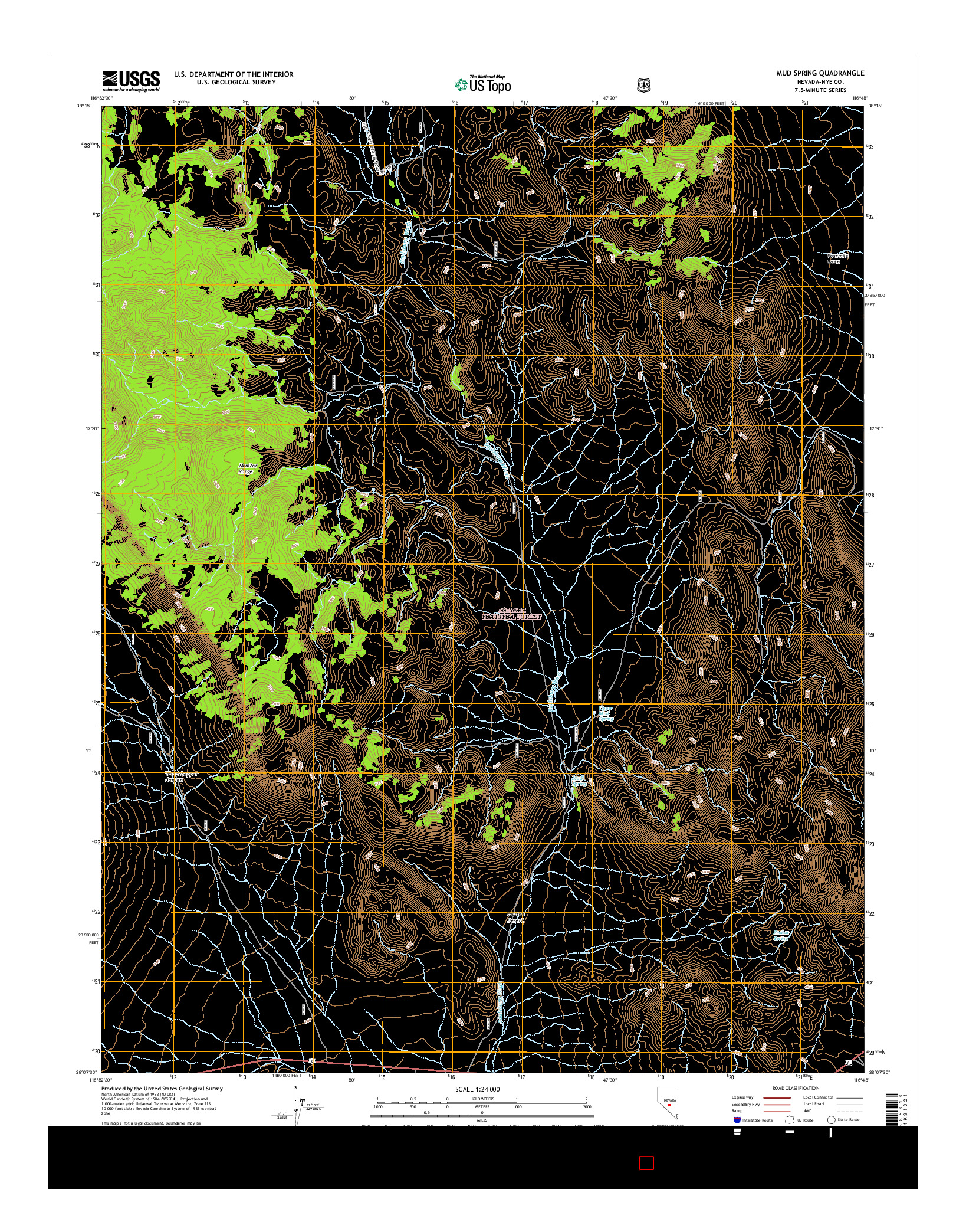 USGS US TOPO 7.5-MINUTE MAP FOR MUD SPRING, NV 2014