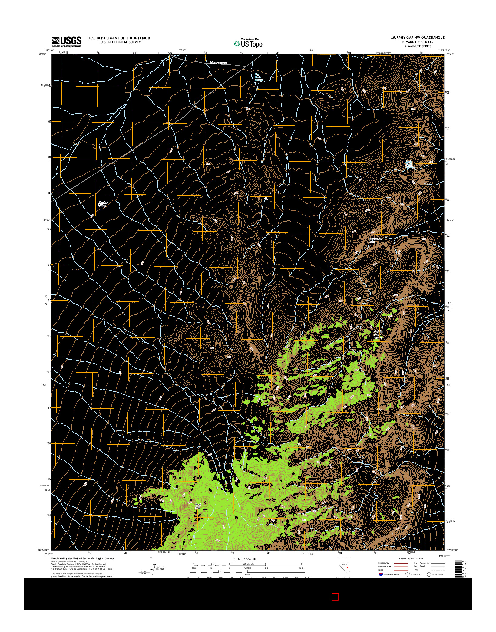 USGS US TOPO 7.5-MINUTE MAP FOR MURPHY GAP NW, NV 2014