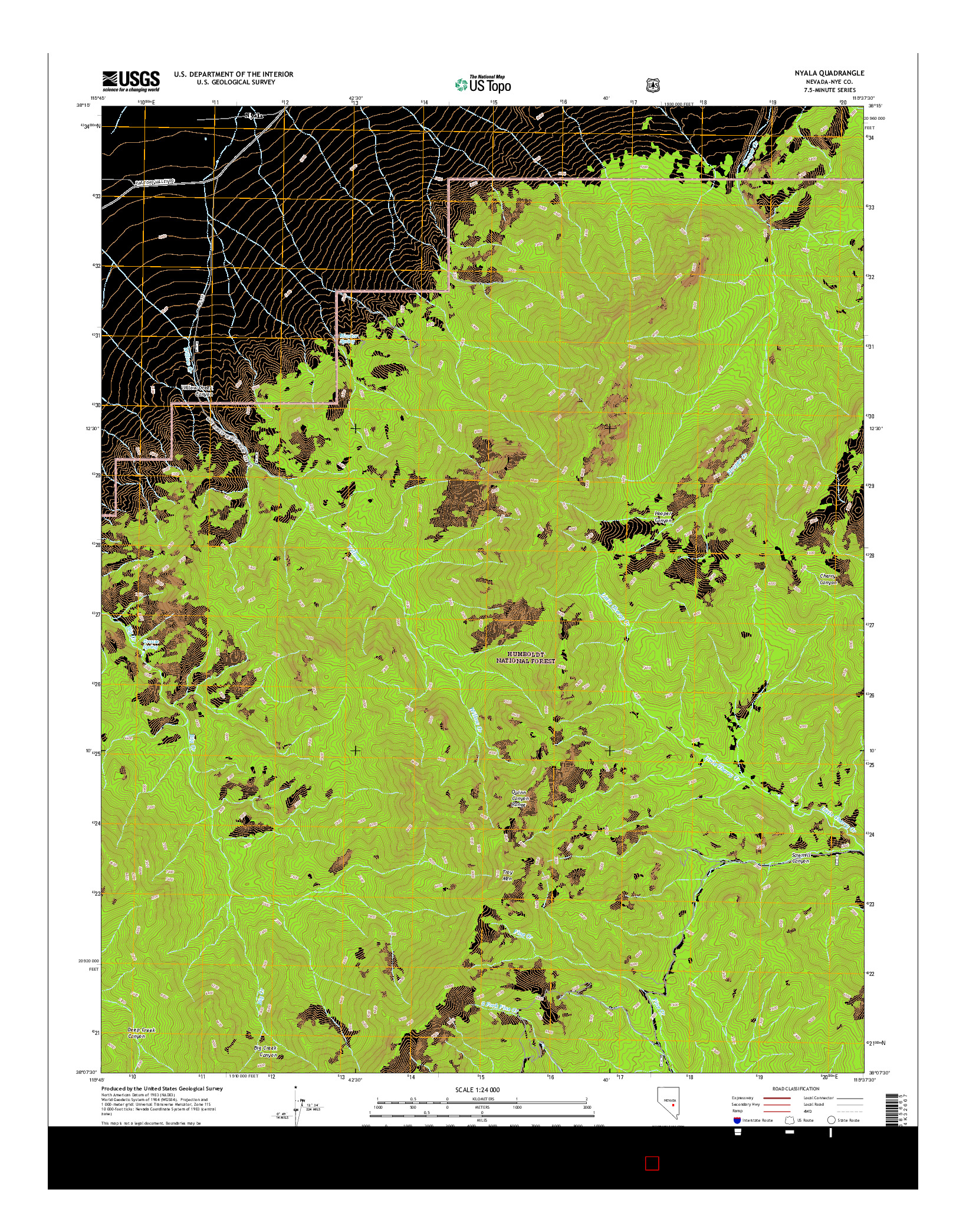 USGS US TOPO 7.5-MINUTE MAP FOR NYALA, NV 2014