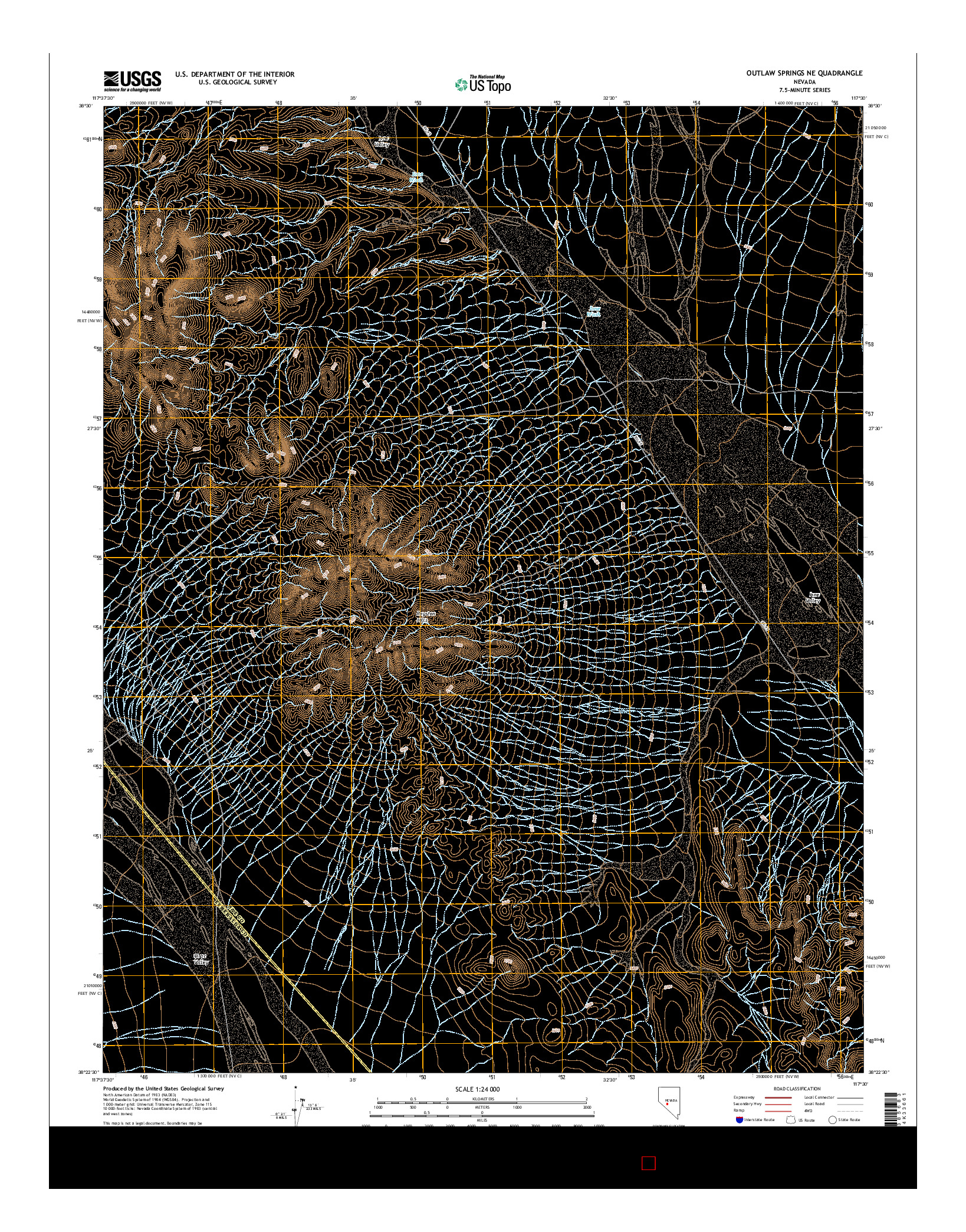USGS US TOPO 7.5-MINUTE MAP FOR OUTLAW SPRINGS NE, NV 2014