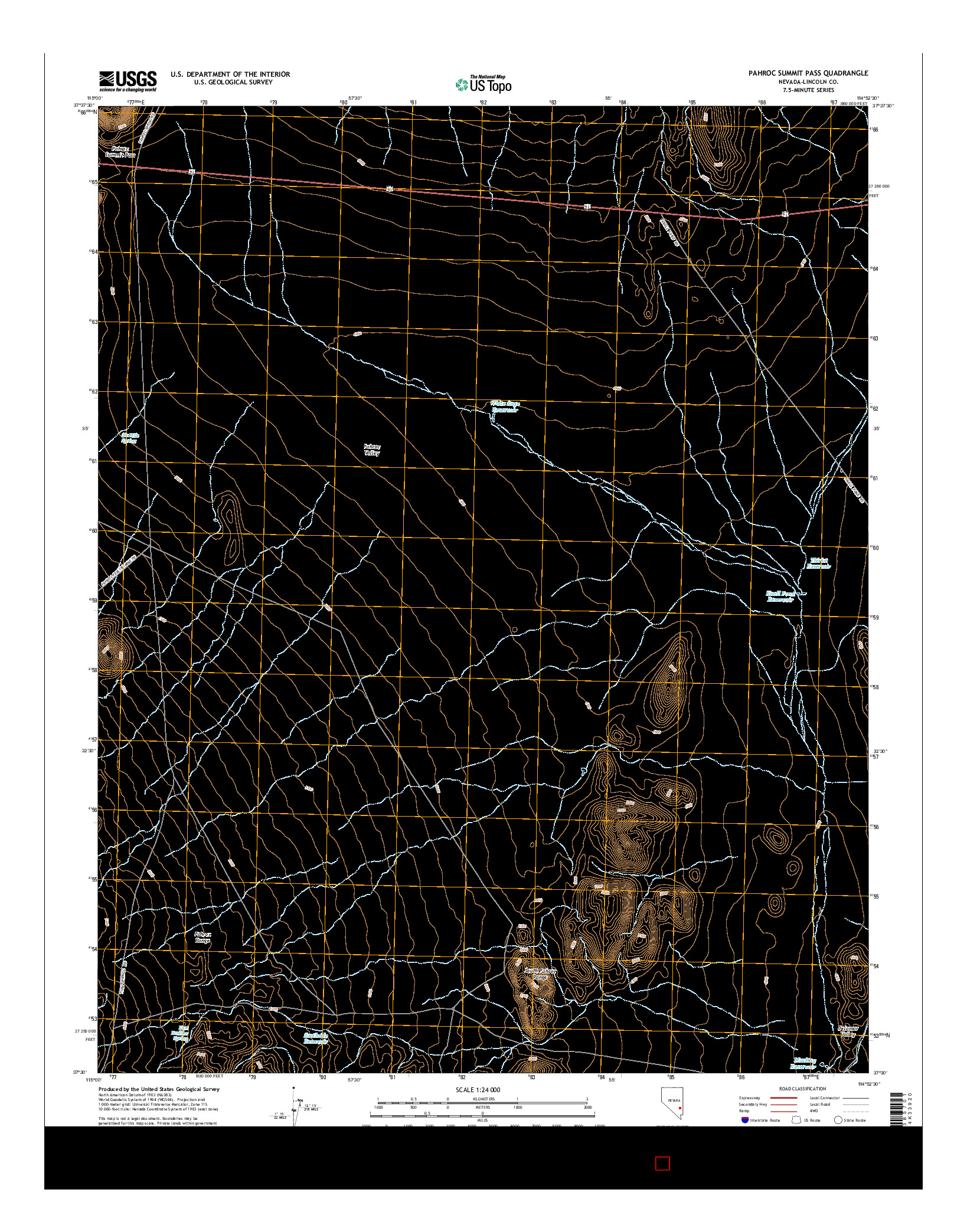 USGS US TOPO 7.5-MINUTE MAP FOR PAHROC SUMMIT PASS, NV 2014