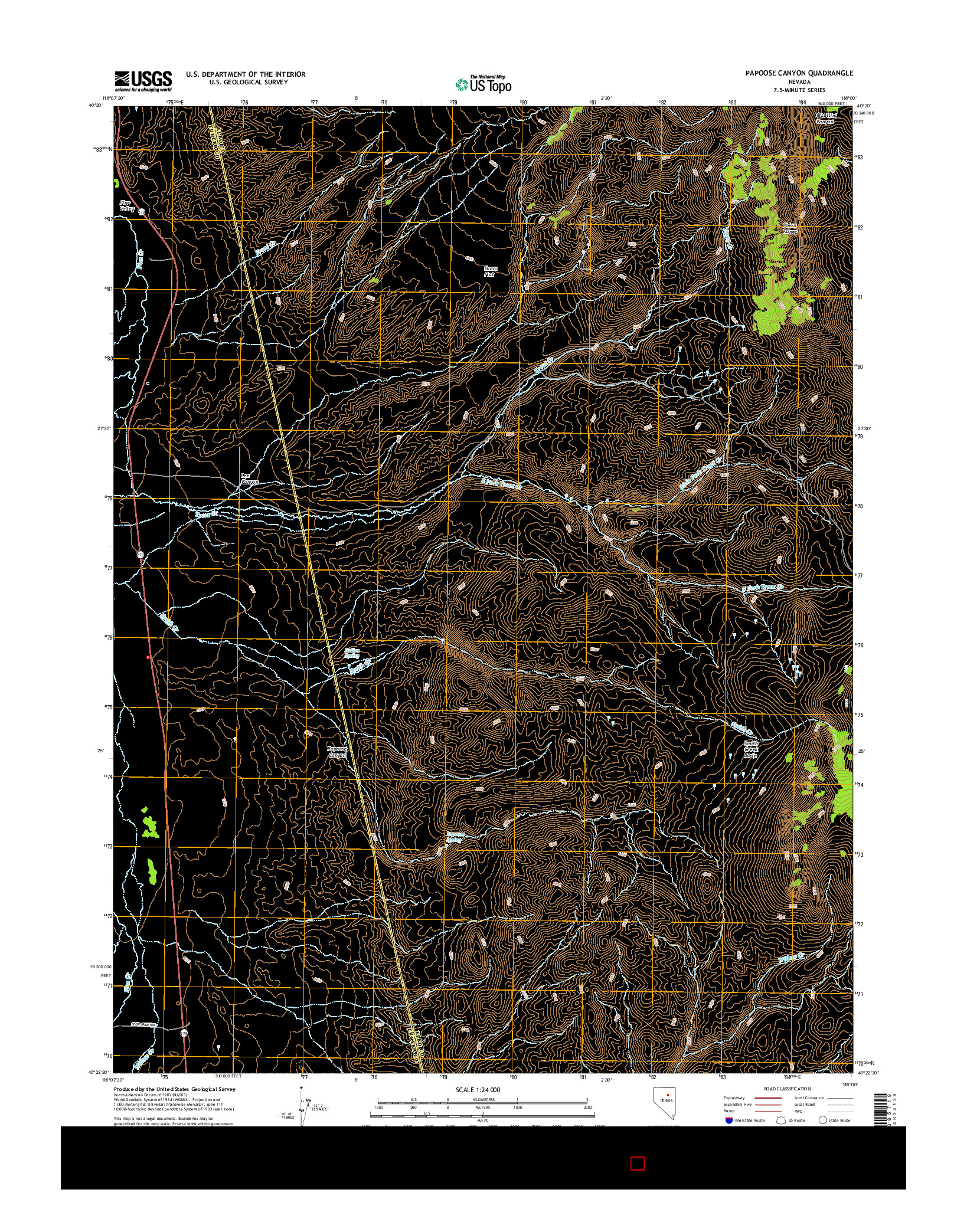 USGS US TOPO 7.5-MINUTE MAP FOR PAPOOSE CANYON, NV 2014