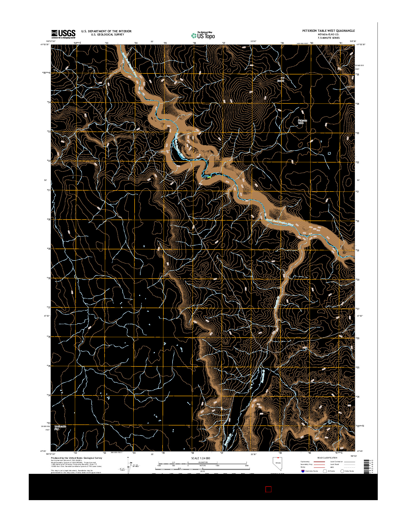 USGS US TOPO 7.5-MINUTE MAP FOR PETERSON TABLE WEST, NV 2014