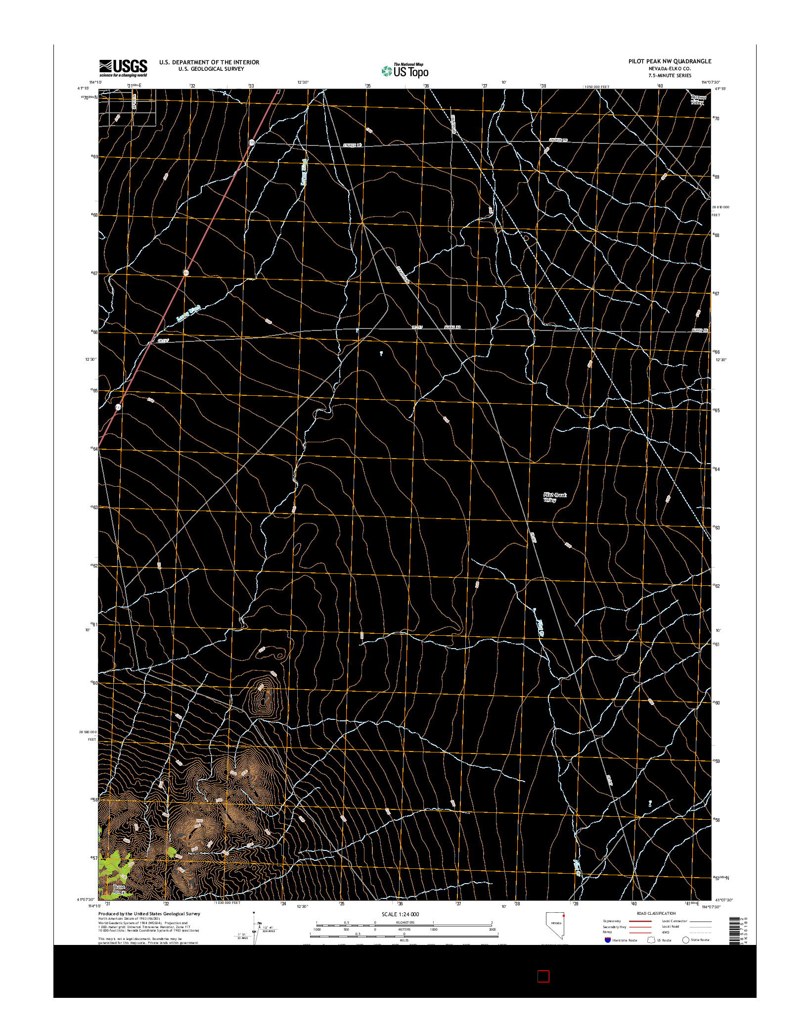 USGS US TOPO 7.5-MINUTE MAP FOR PILOT PEAK NW, NV 2014