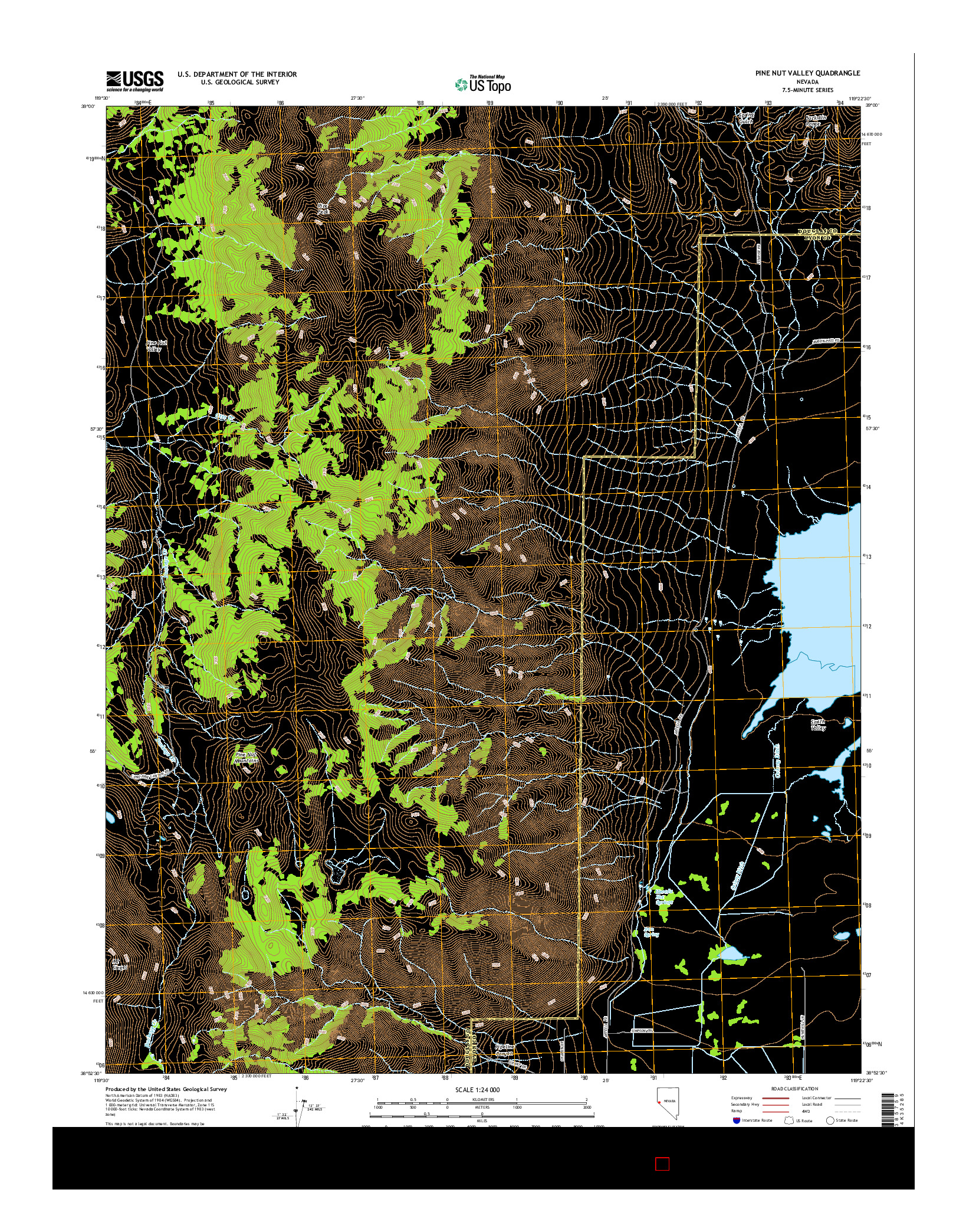 USGS US TOPO 7.5-MINUTE MAP FOR PINE NUT VALLEY, NV 2014