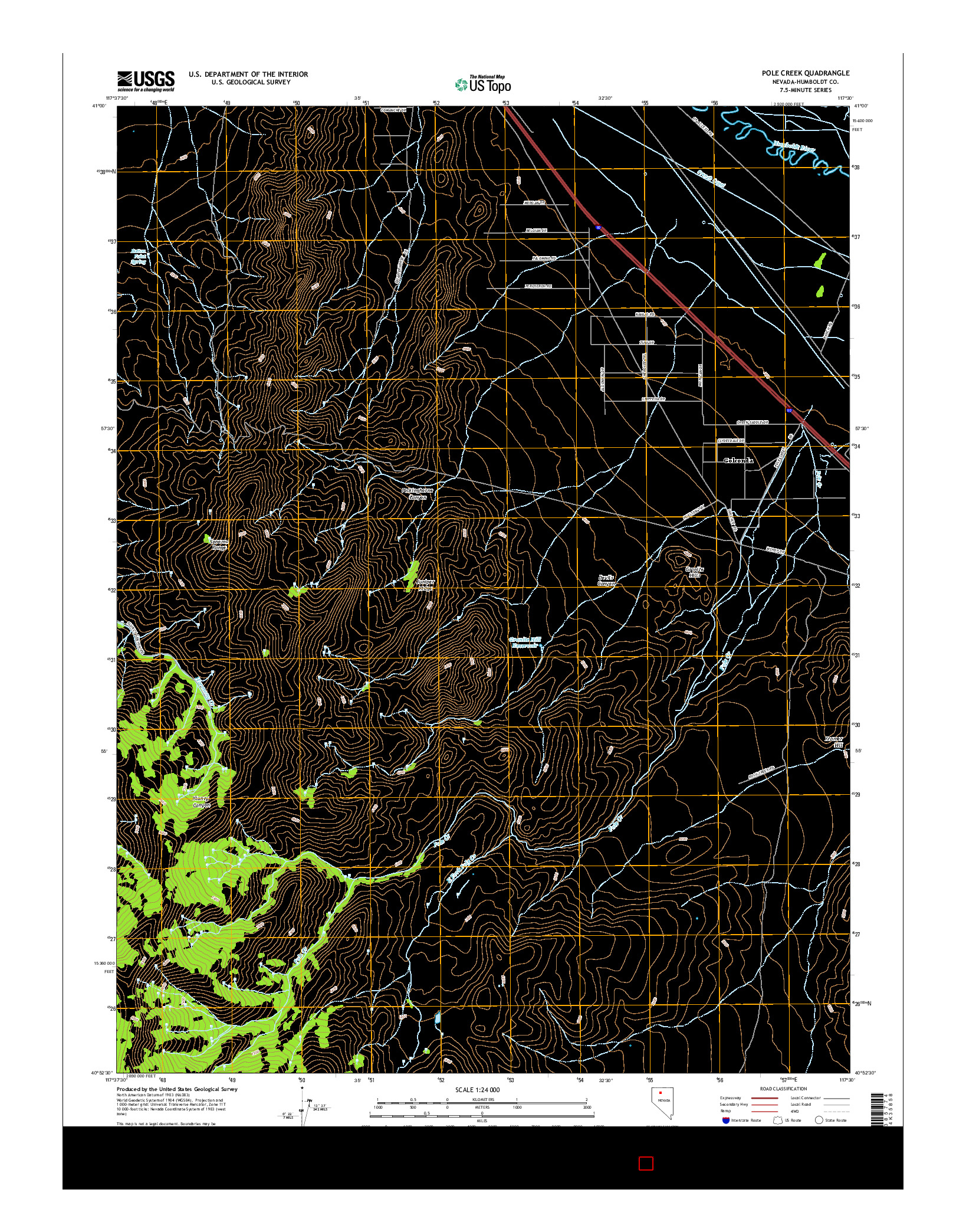 USGS US TOPO 7.5-MINUTE MAP FOR POLE CREEK, NV 2014