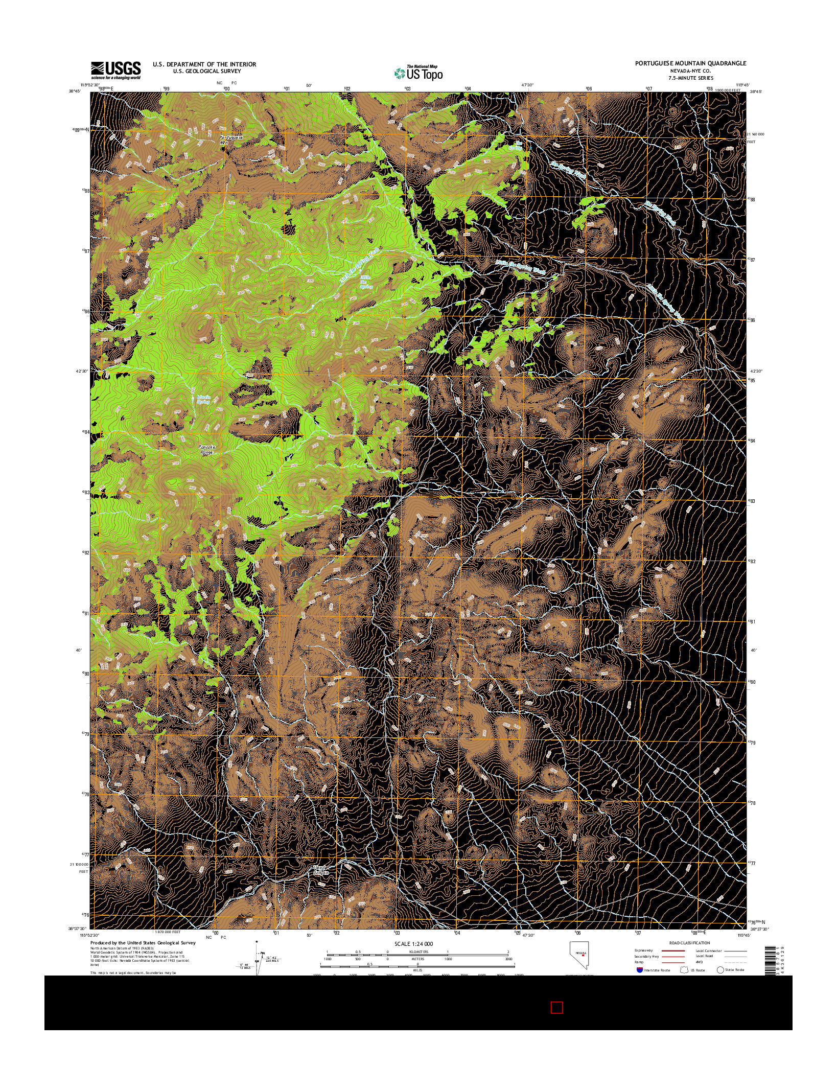 USGS US TOPO 7.5-MINUTE MAP FOR PORTUGUESE MOUNTAIN, NV 2014